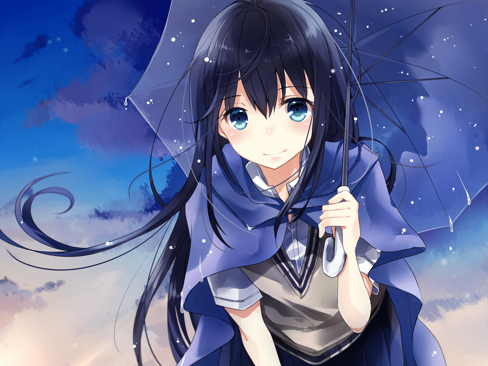 Download Anime Girl with Black Hair Wallpaper