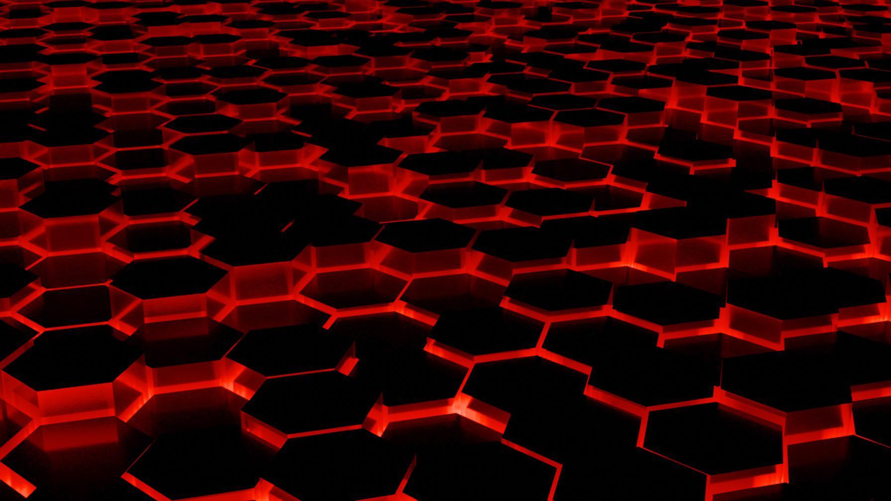 1792x1008 Red glowing hexagonal wallpaper (made in blender)