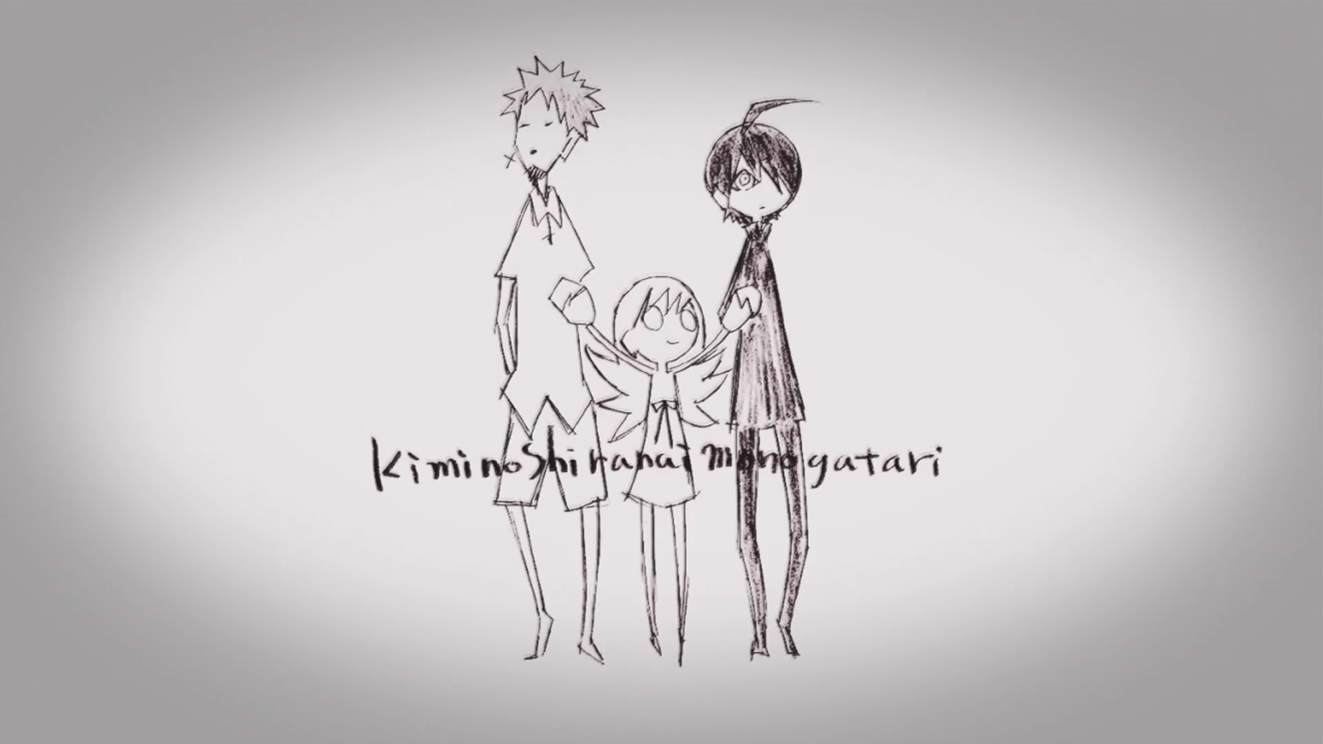 1920x1080 Bakemonogatari, Araragi Koyomi, Oshino Shinobu, smiling, drawings Wallpaper /