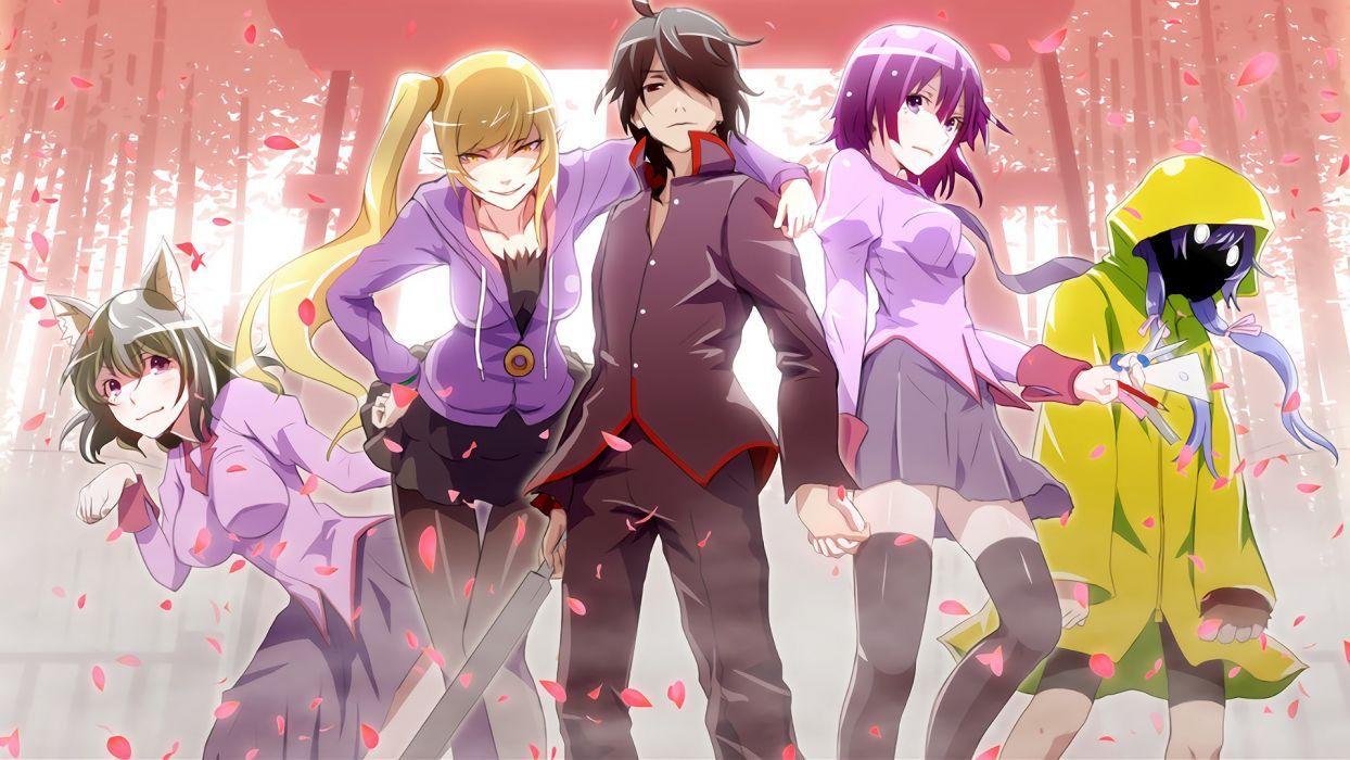 1244x700 Monogatari Series Kanbaru Suruga Senjougahara Hitagi Hanekawa Tsubasa Oshino Shinobu Araragi Koyomi Thigh Highs Wallpaperx1080