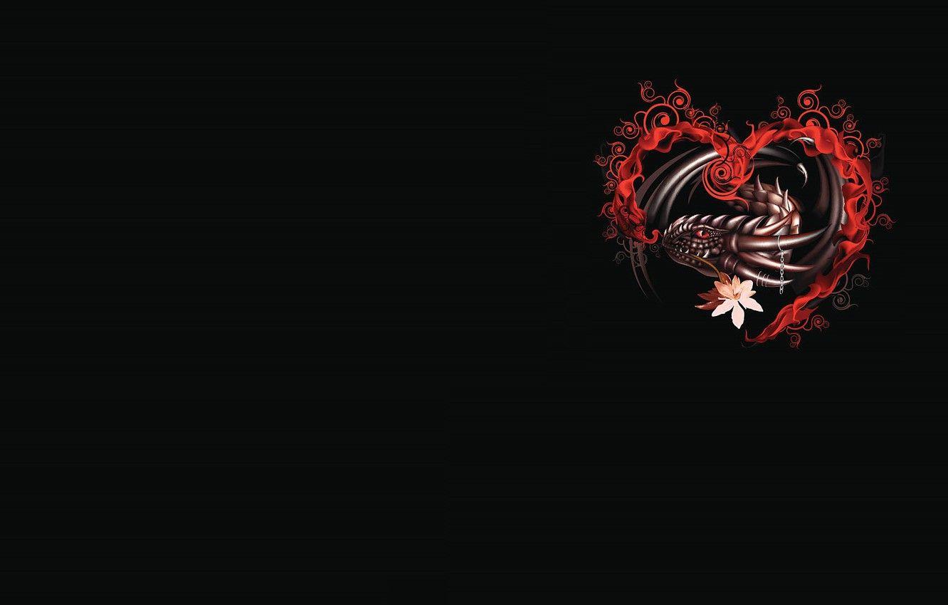 1332x850 Wallpaper dragon, heart, fantasy, art, Valentine, Valentine's Day, prazdnik image for desktop, section минимализм