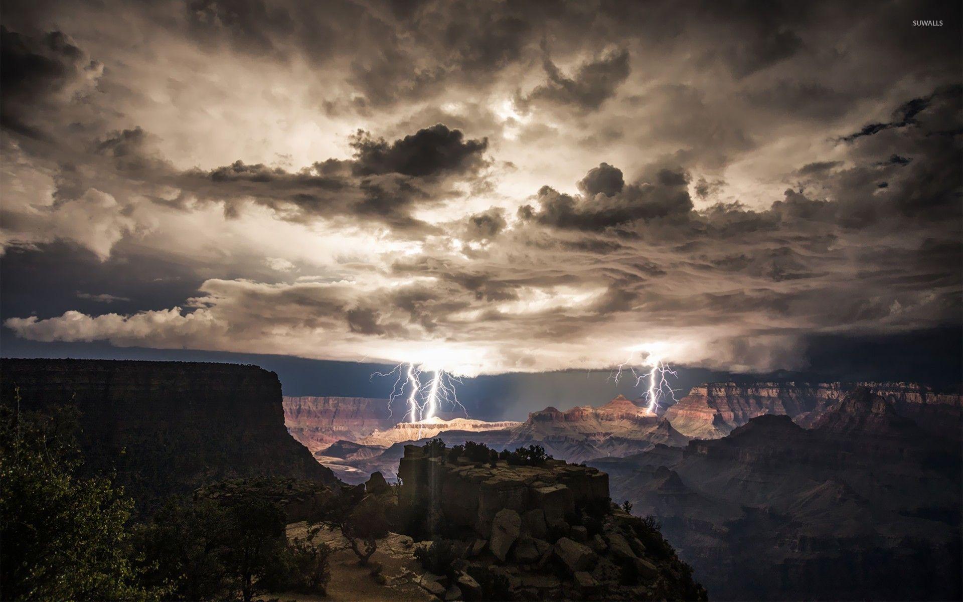 1920x1200 Lightning strikes in the Grand Canyon wallpaper wallpaper