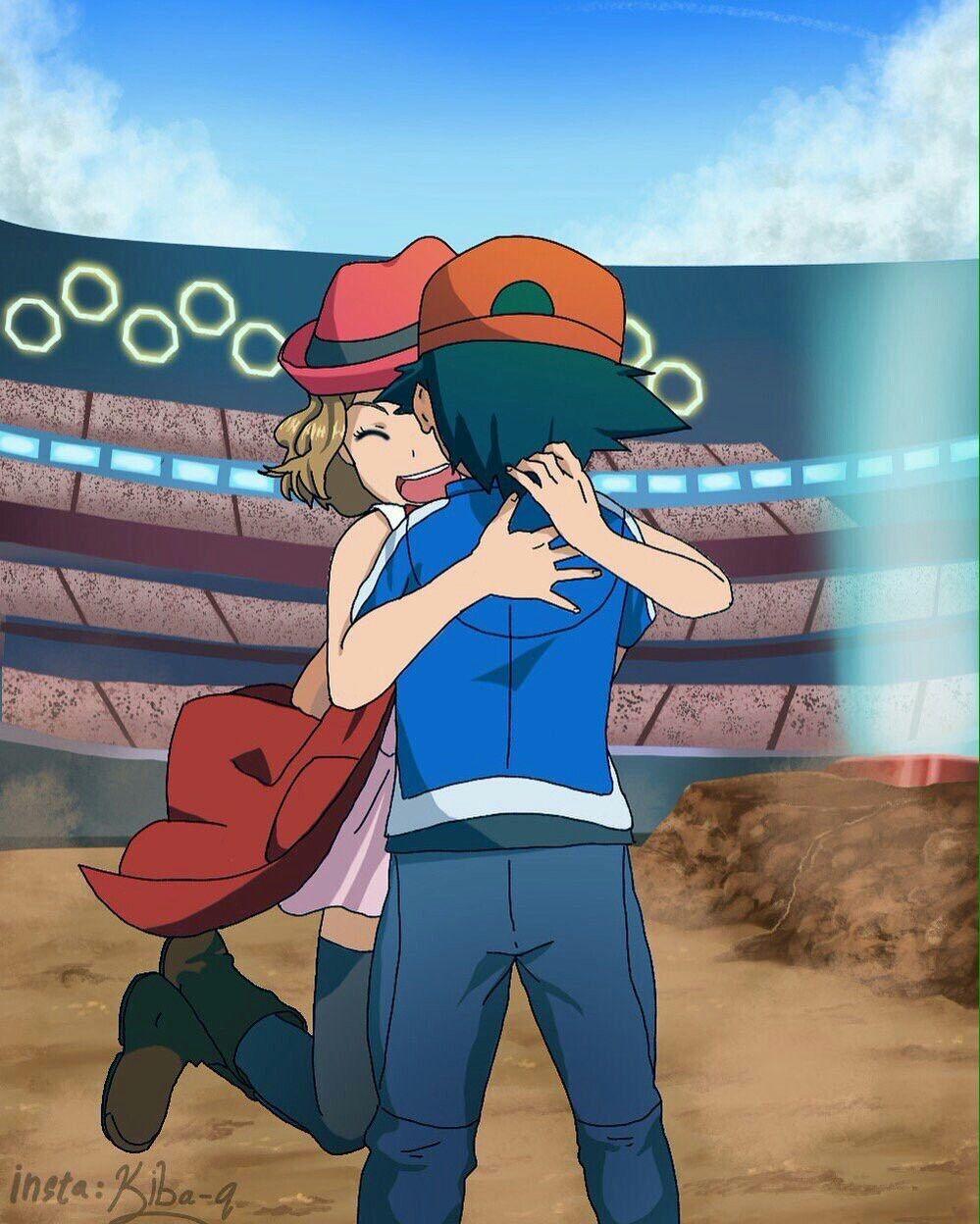 I made this wallpaper from Novaskin, making Serena and Ash going