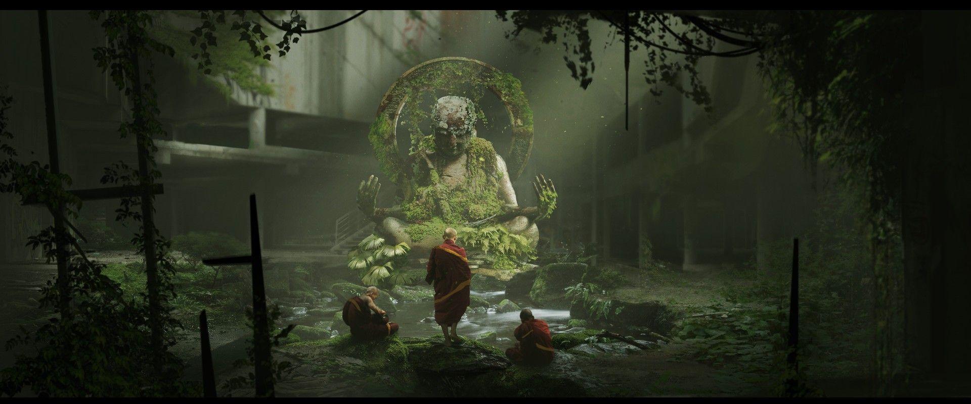 1920x800 Josh Ellem, Monks, Wide angle, Sanctuary Wallpaper HD / Desktop and Mobile Background