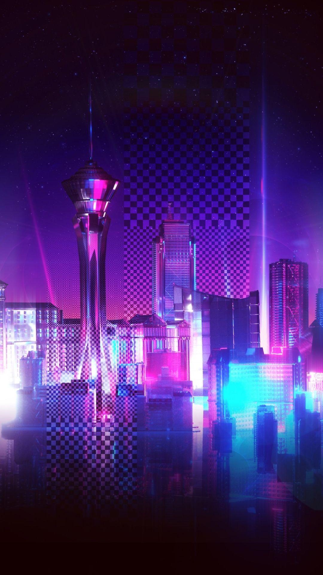1080x1920 Neon City Wallpaper