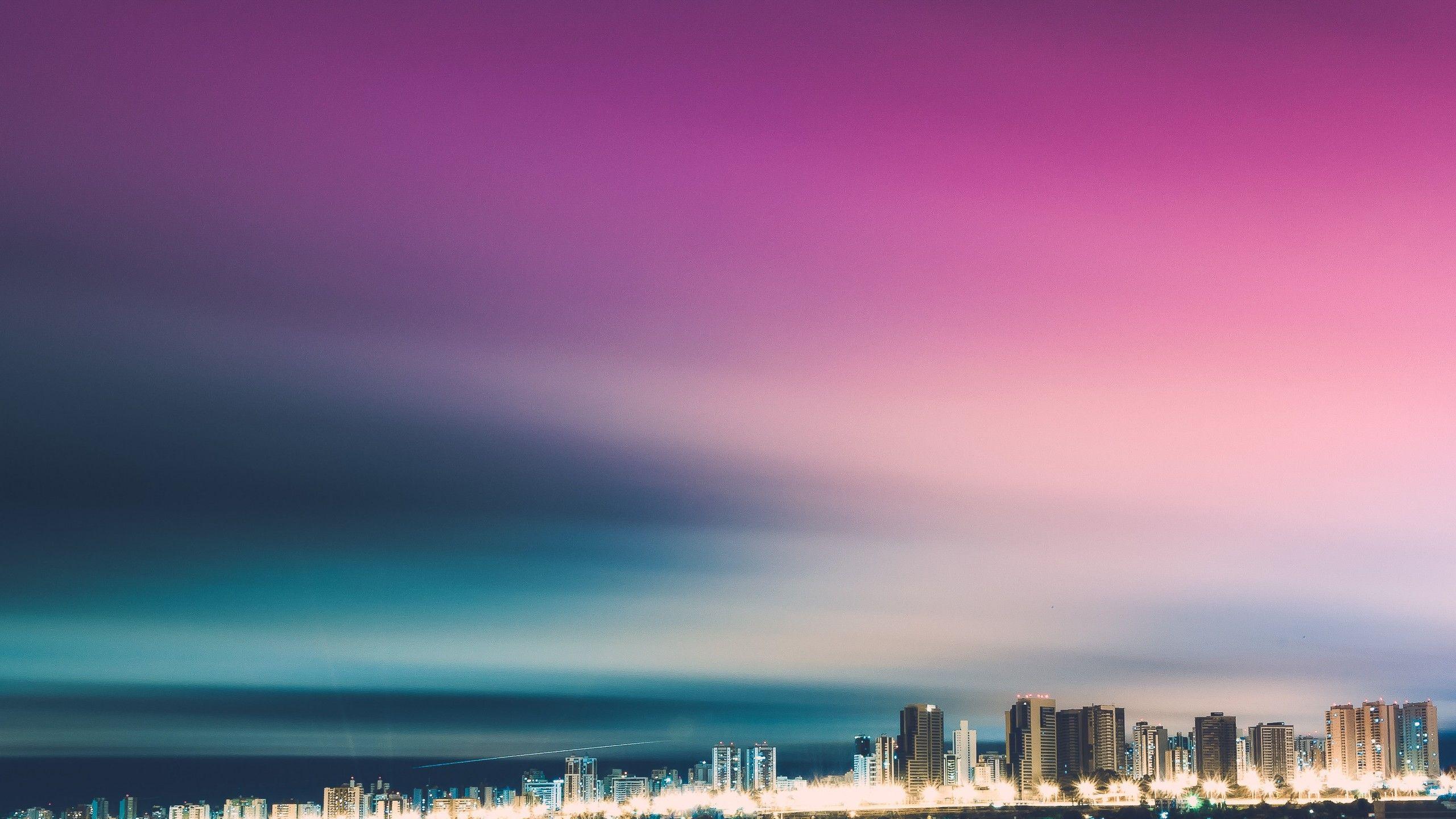 2560x1440 Wallpaper Cityscape, Skyline, Twilight, Purple sky, 4K, World,. Wallpaper for iPhone, Android, Mobile and Desktop