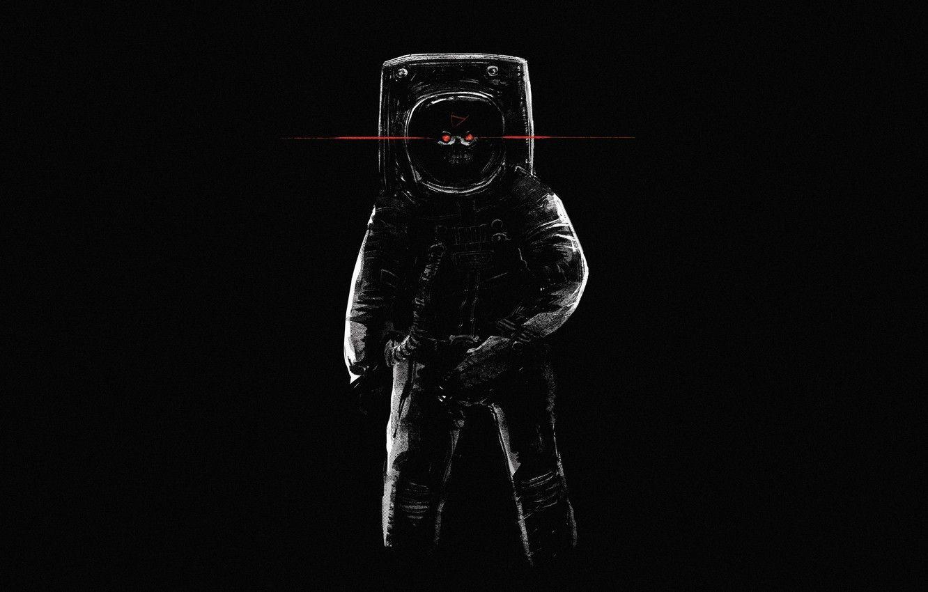 1332x850 Wallpaper Minimalism, Skull, Astronaut, Eyes, Background, Astronaut, Art, Space, Death, Illustration, Science Fiction, Cosmonaut, Berner JC, by Berner JC, The black death image for desktop, section минимализм