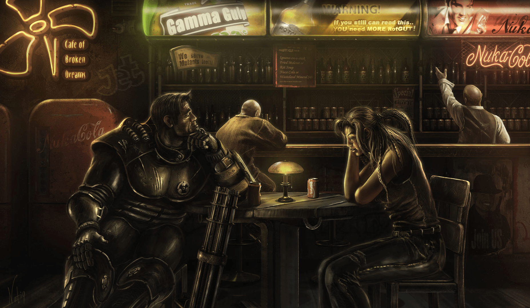 1854x1080 Fallout Bar Scene Wallpaper HD / Desktop and Mobile Background