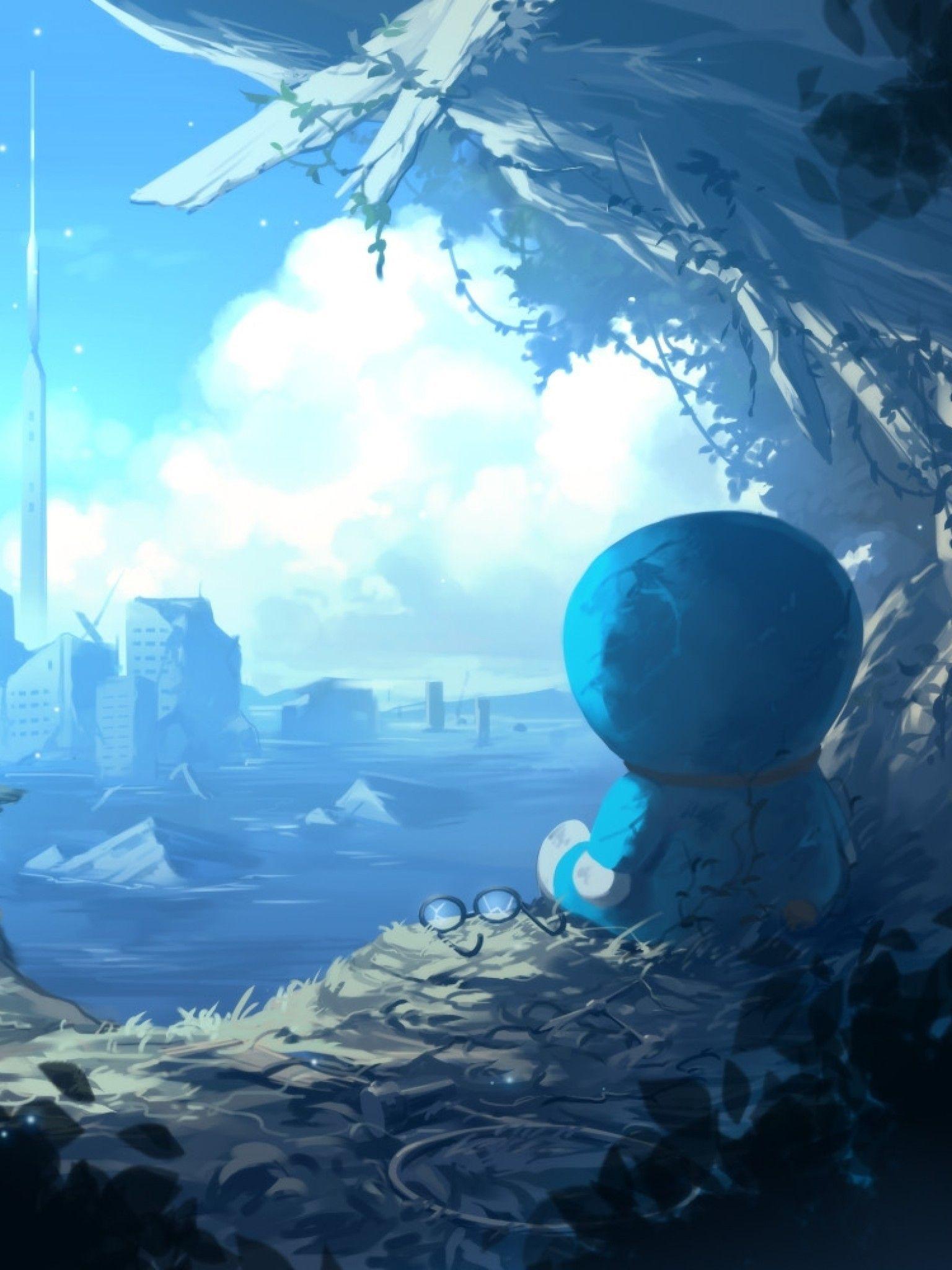 1536x2048 Download 1536x2048 Doraemon, Apocalypse, Sky, Clouds, City Wallpaper for Apple iPad Mini, Apple IPad 4