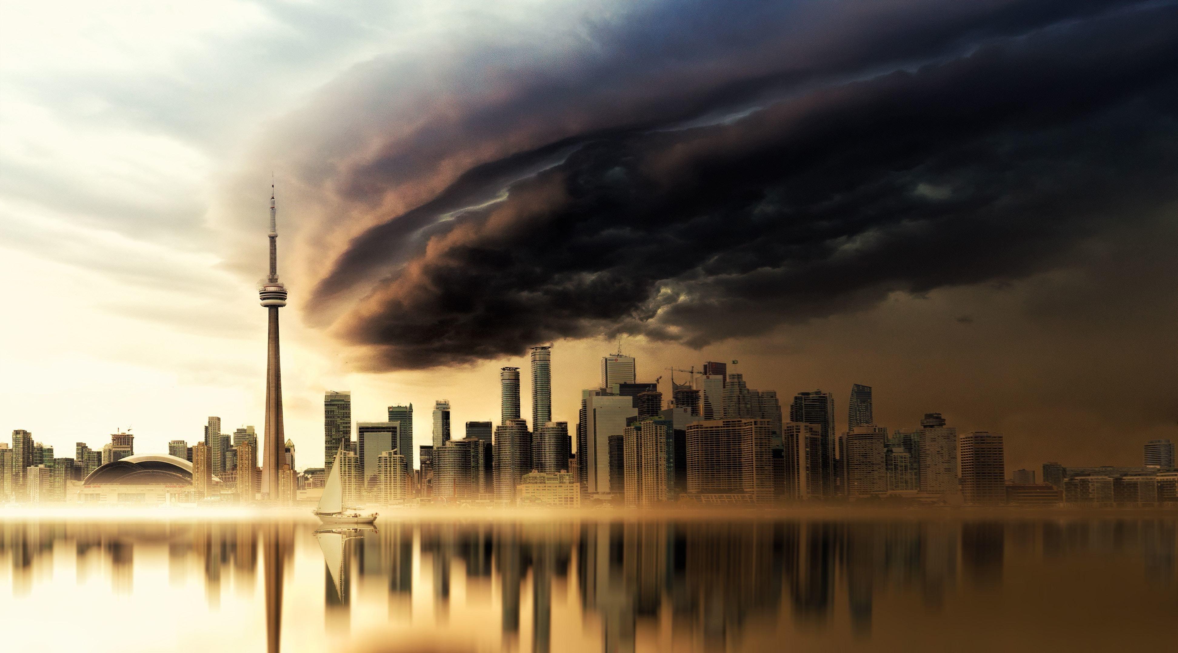 3887x2155 Dark Clouds Over CIty Wallpaper, HD Other 4K Wallpaper, Image, Photo and Background