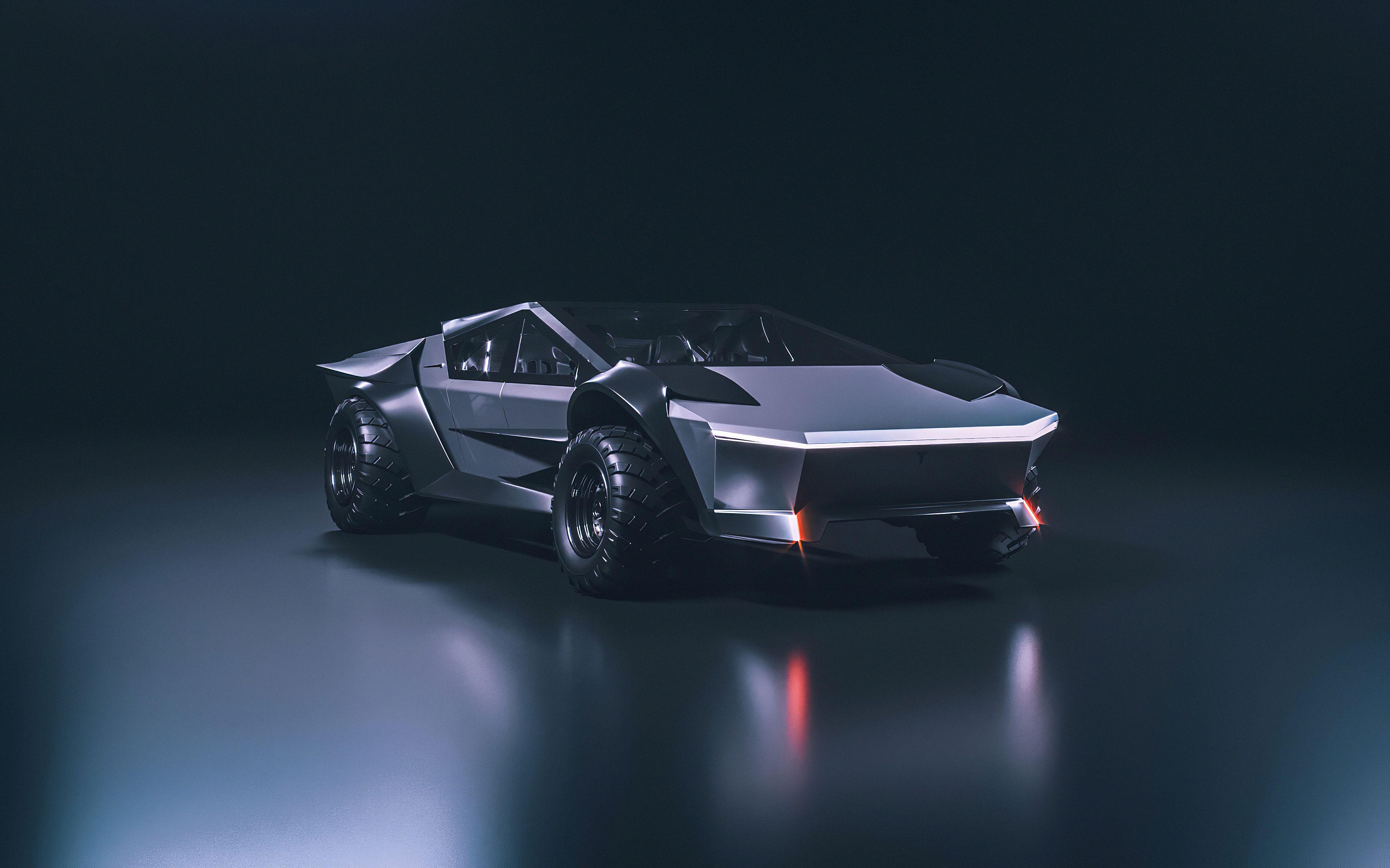 3840x2400 Tesla Cybertruck 4K Wallpaper, Concept Cars, Black Dark