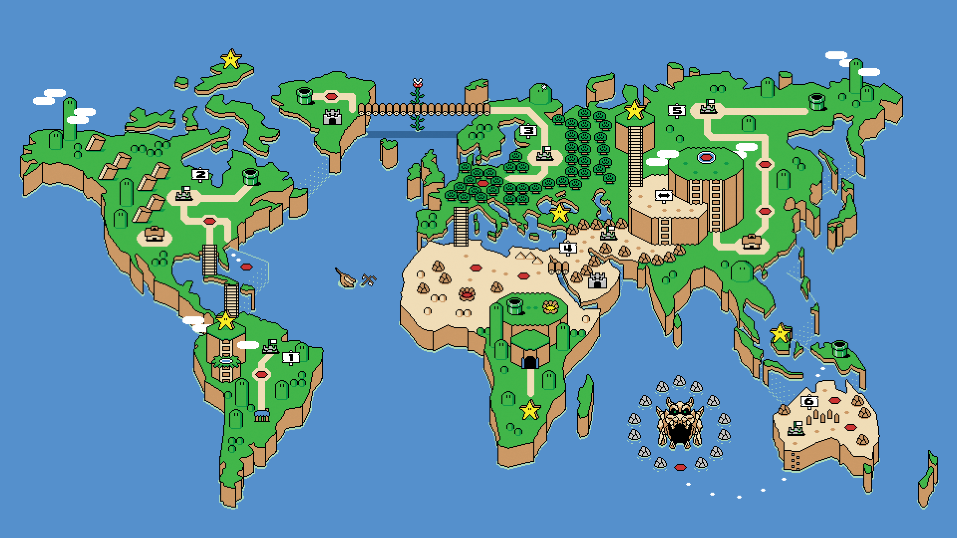 1920x1080 #Nintendo, #retro games, #pixel art, #Super Mario, #map, #video games, #pixels, #SNES, #cartography wallpaper. Mocah HD Wallpaper