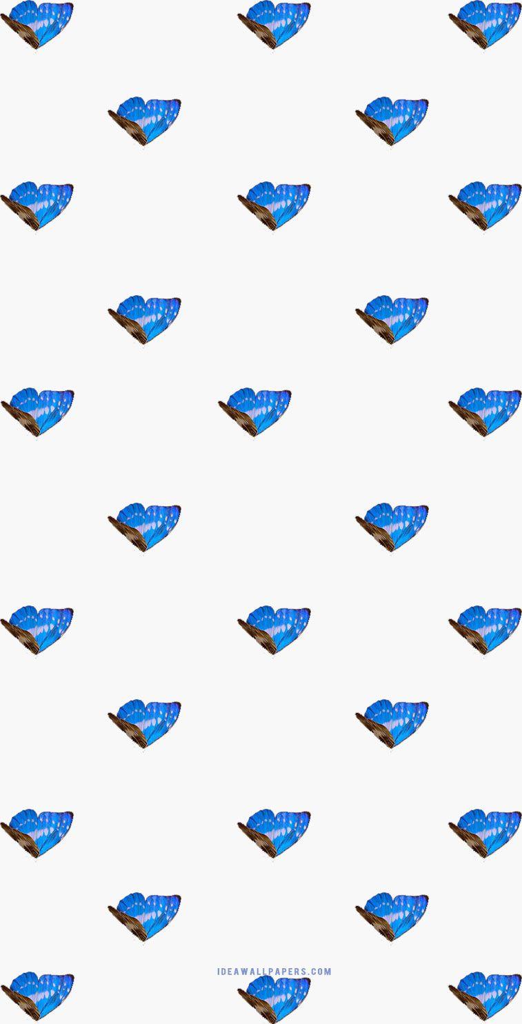 757x1485 Blue Butterflies on grey background Wallpaper