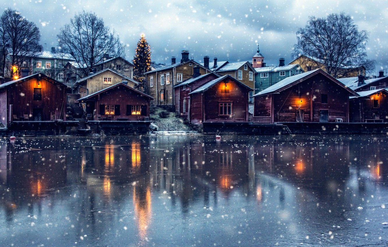 1332x850 Wallpaper snow, home, tree, Finland, Winter magic, Porvoo image for desktop, section город