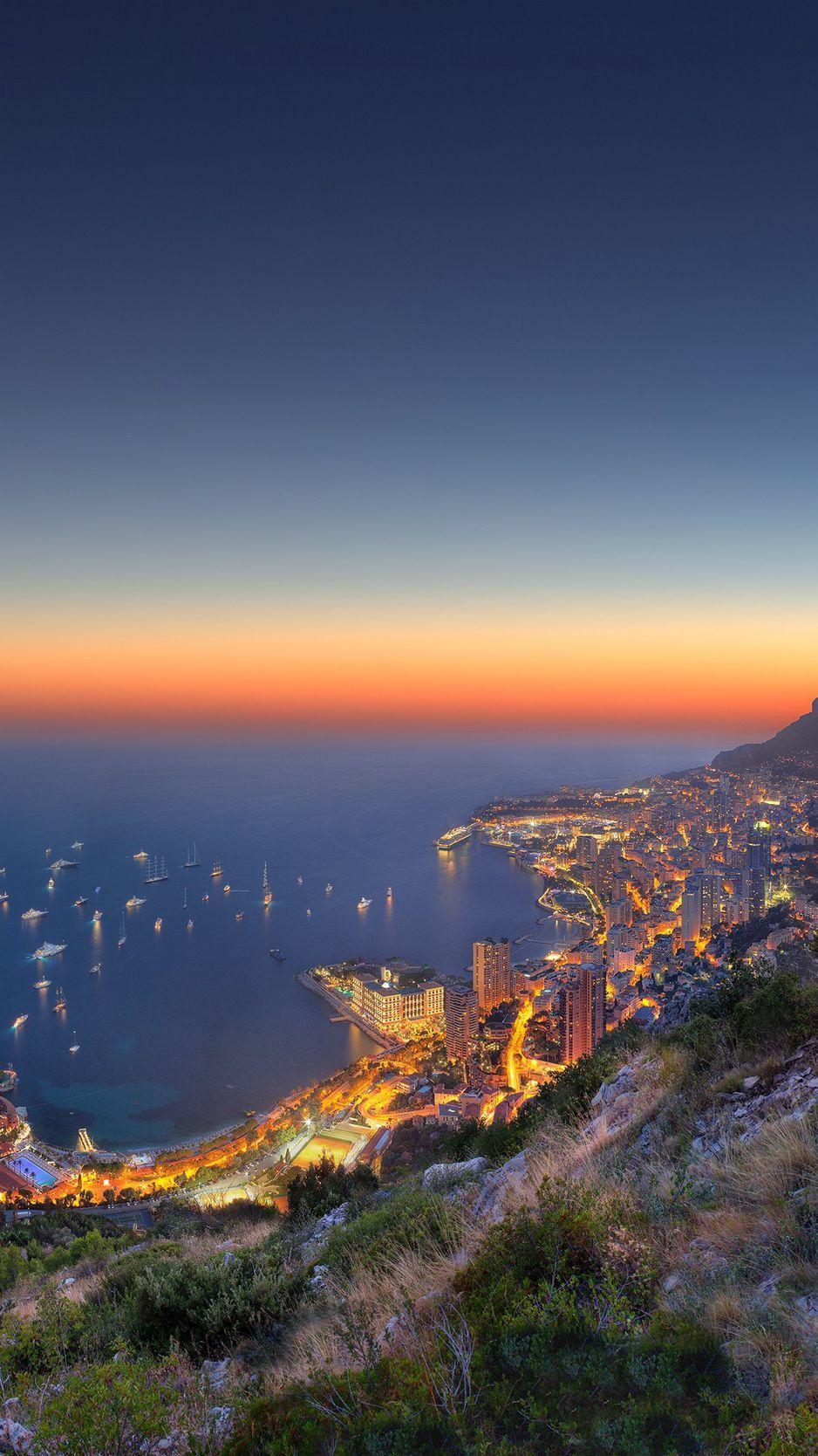 938x1668 Download Wallpaper 938x1668 Monaco, Yacht Show Night, View From Above Iphone 8 7 6s 6 For Parallax HD Background