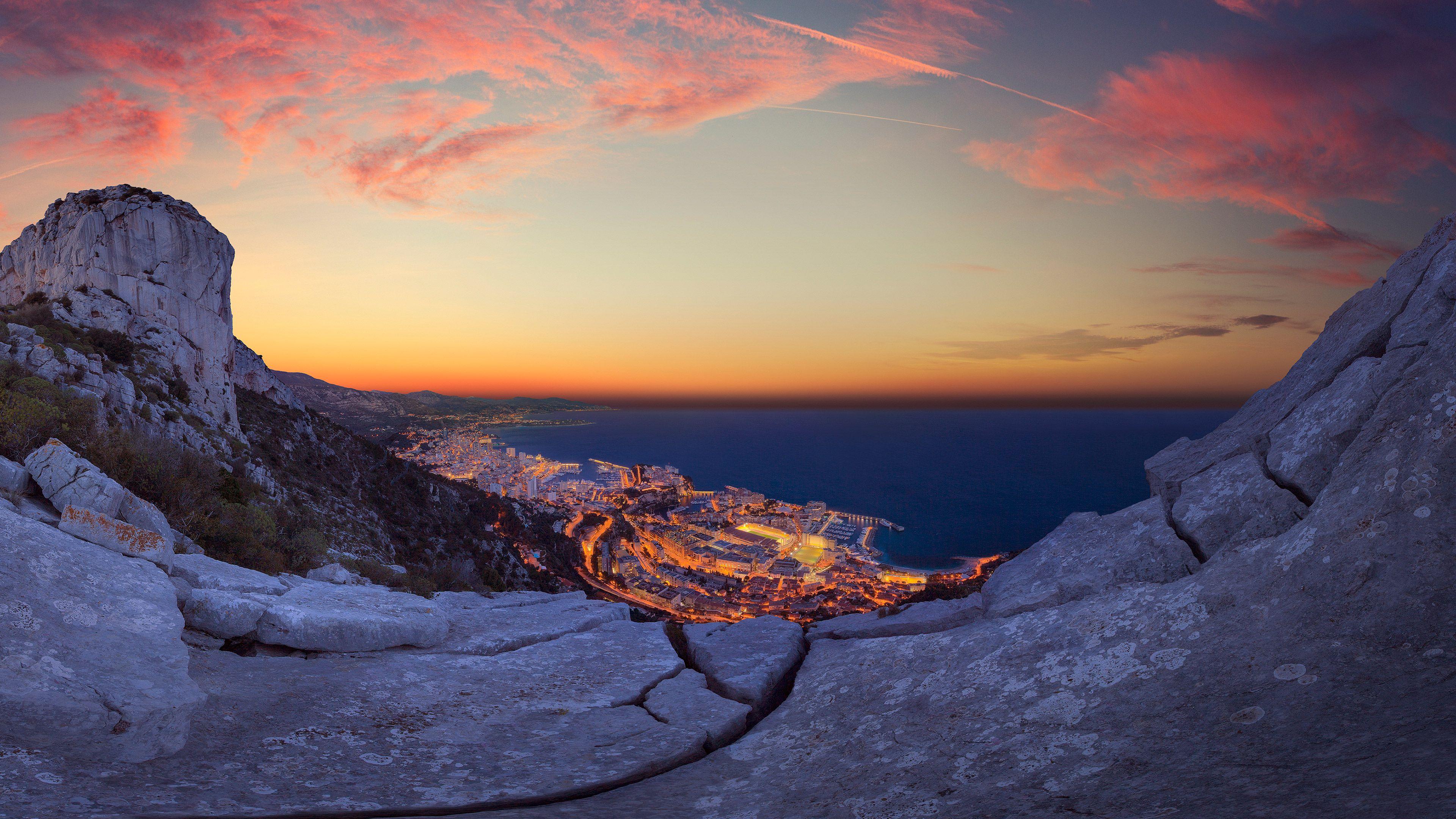 3840x2160 Monaco Rocks Top City View, HD Nature, 4k Wallpaper, Image, Background, Photo and Picture