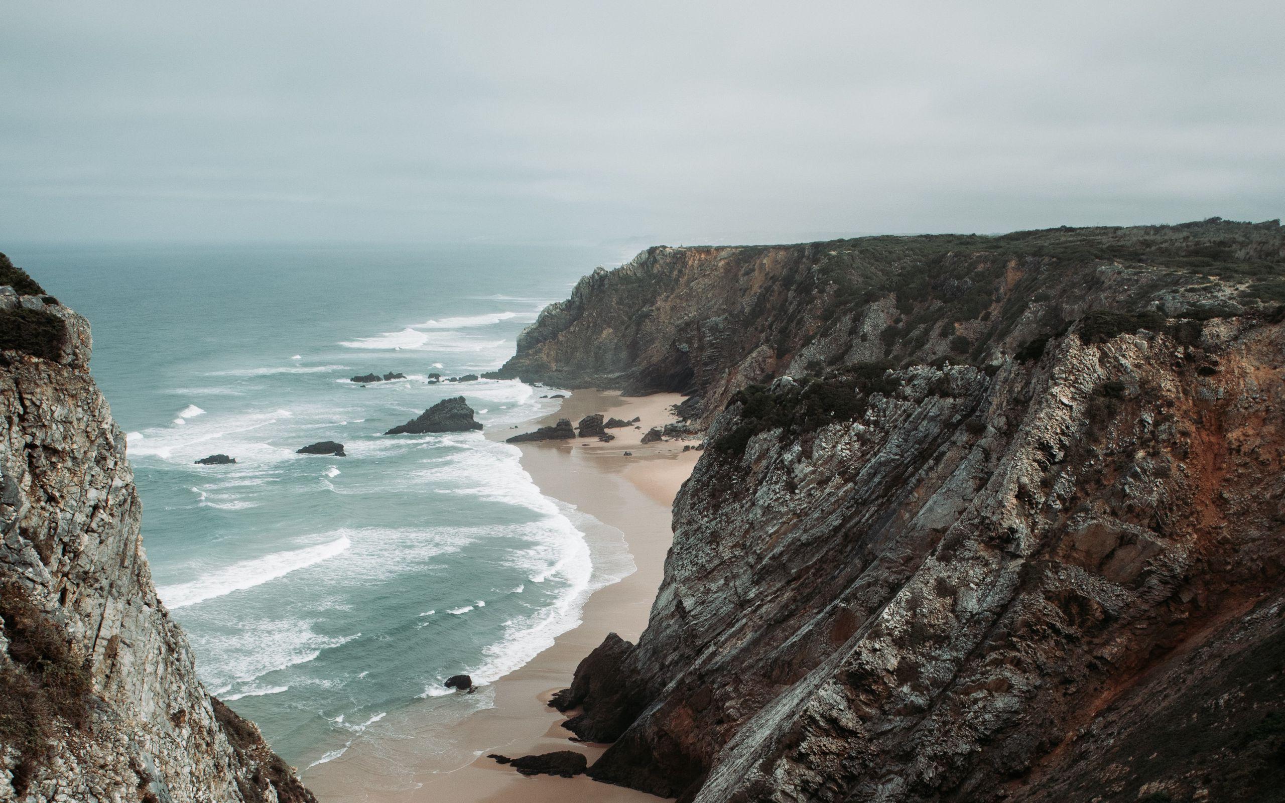 2560x1600 Download wallpaper 2560x1600 beach, cliffs, coast, landscape widescreen 16:10 HD background