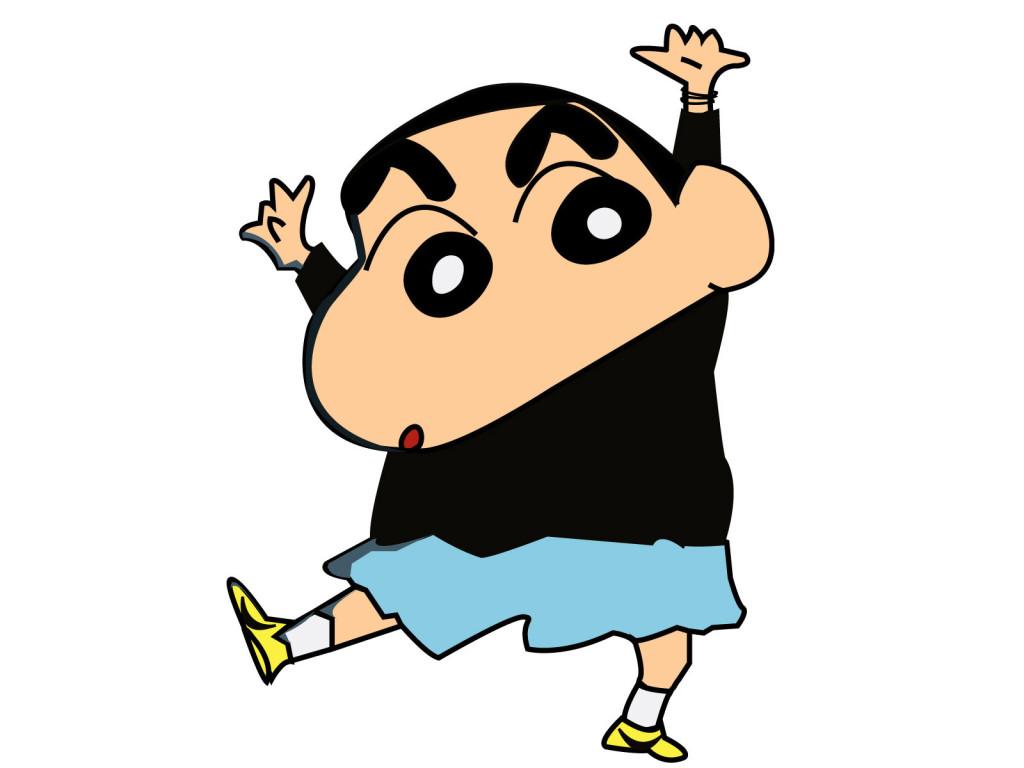 1024x768 Crayon Shin Chan Black Tees Anime Image HD Wallpaper