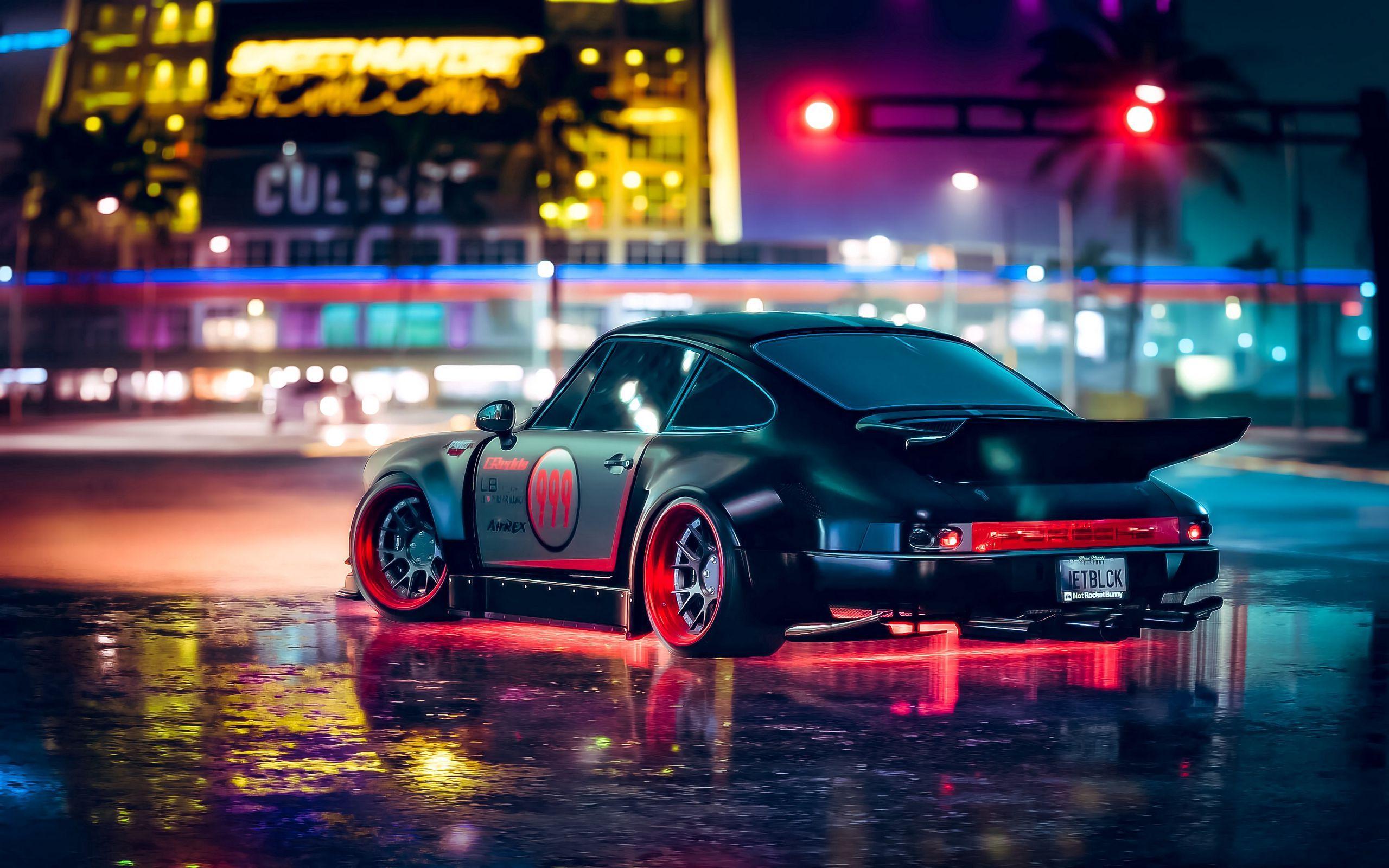 2560x1600 Download wallpaper 2560x1600 car, sports car, neon, backlight, asphalt widescreen 16:10 HD background
