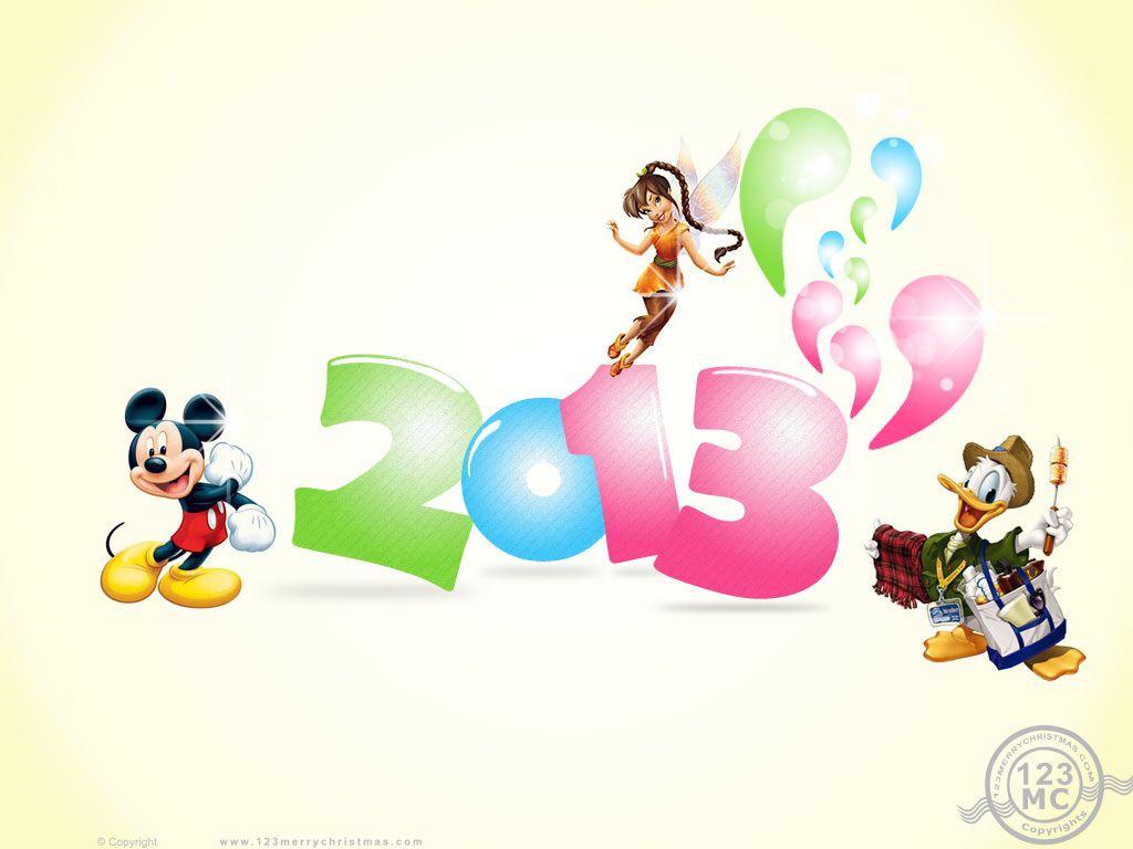 1024x768 Mickey Mouse Disney New Year HD Wallpaper Free eCard, Greetings