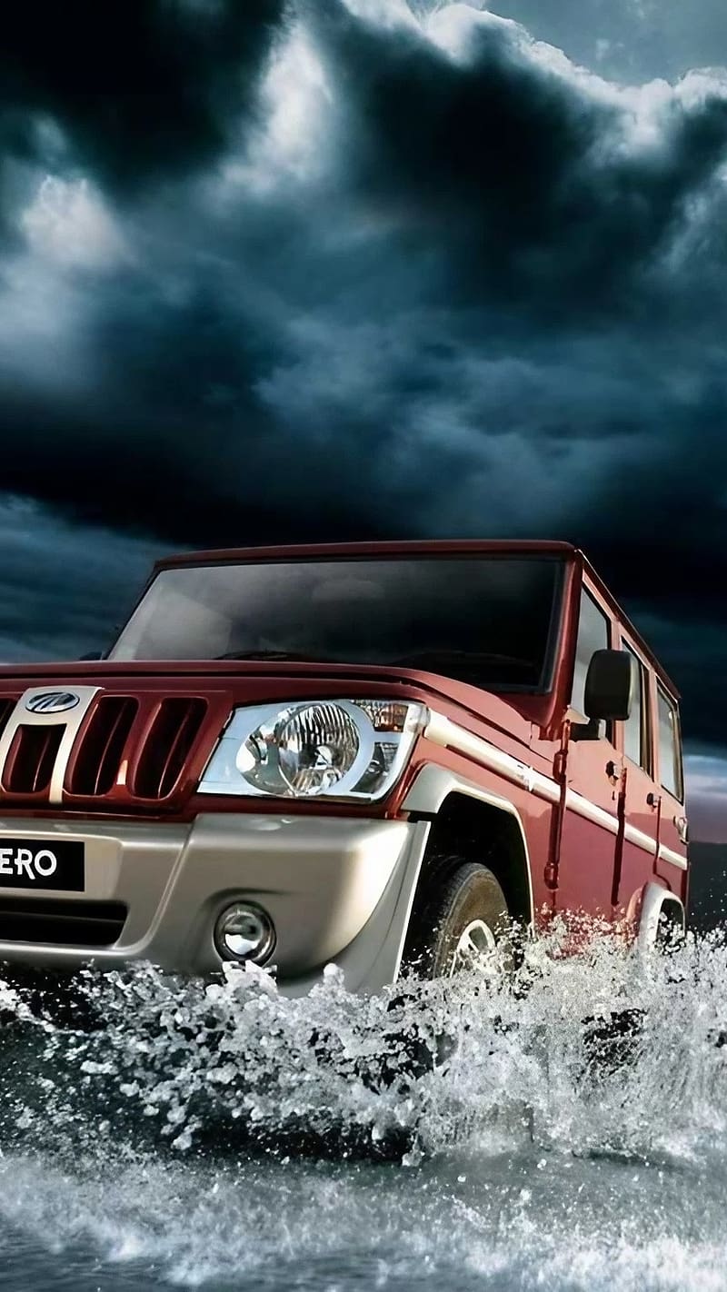 800x1422 Bolero Mata, Dark Clouds Background, mahindra car, HD phone wallpaper