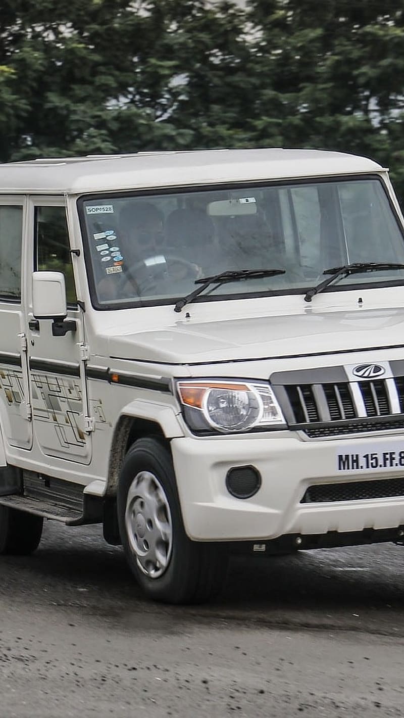 800x1421 Bolero Mata, Mahindra Car, white car, HD phone wallpaper