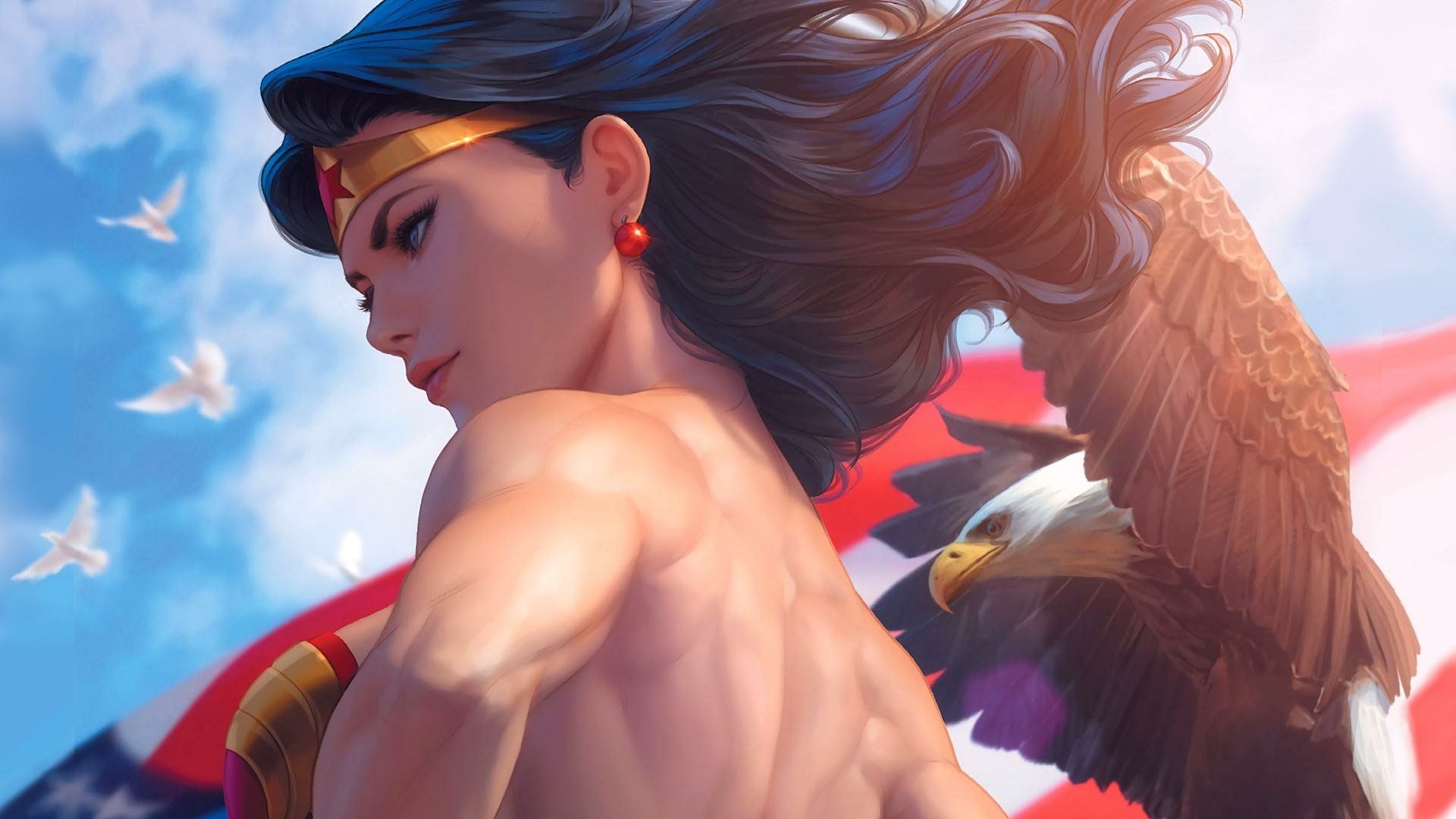 1920x1080 Wonder Woman Soars: Artgerm's Stunning DC Comics HD Wallpaperx1080