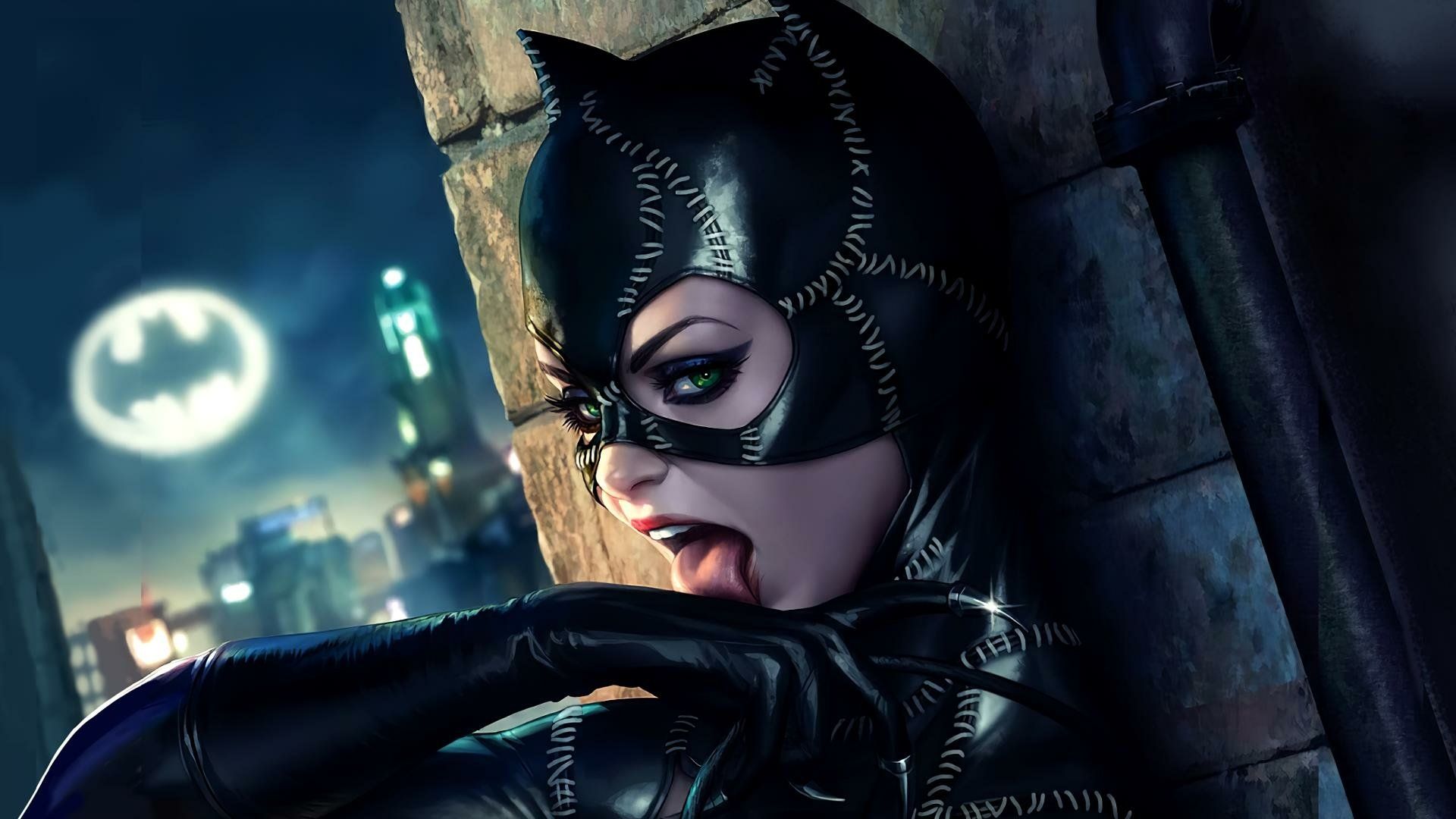 1920x1080 Catwoman HD Wallpaper by Artgerm. Dynamic DC Comics Portraitx1080