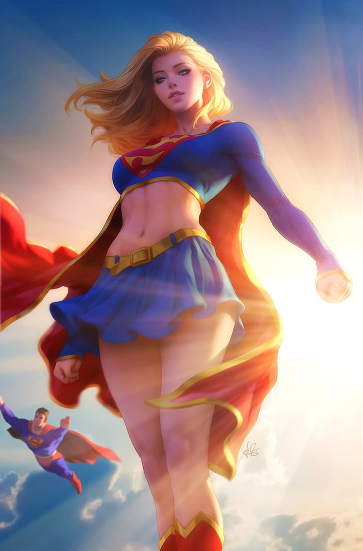 728x1106 HD wallpaper: artgerm, beauty, blonde, blue, devianart, fantasy, hair, supergirl