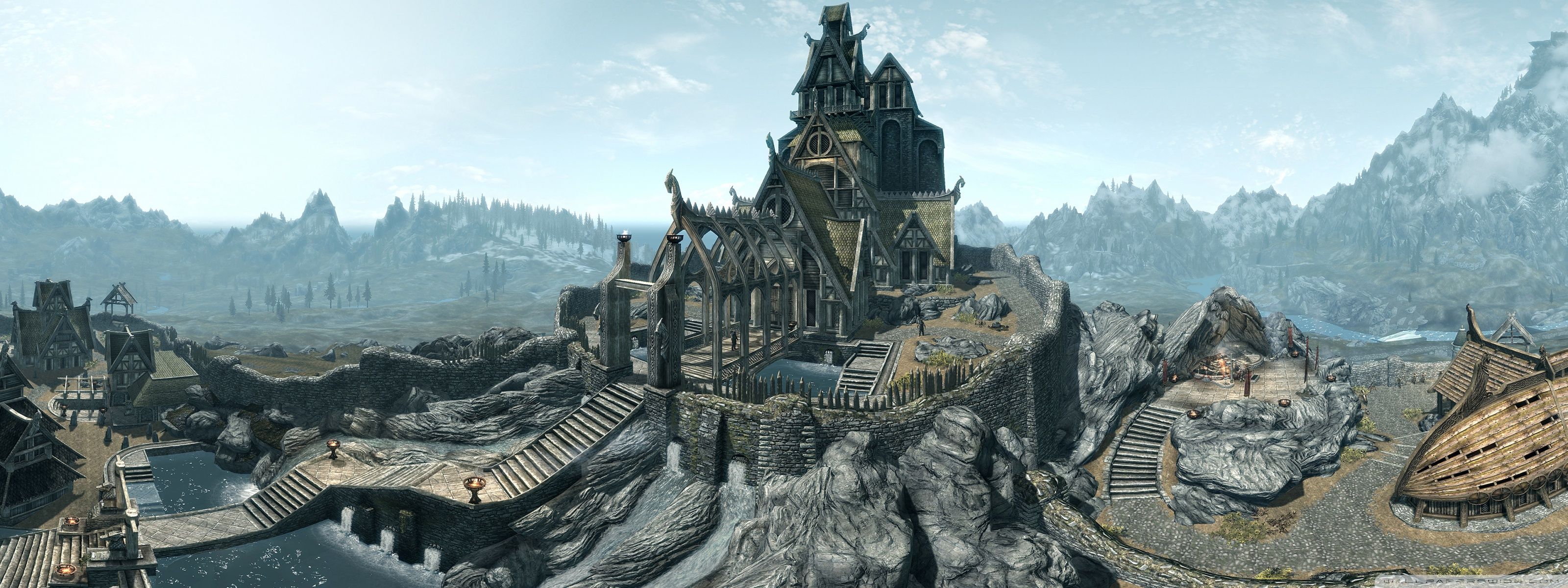 3200x1200 Whiterun, Birds Eye View Elder Scrolls V Skyrim 4K UHD Wallpaper for UltraHD Desktop and TV : Widescreen and UltraWide Display : Dual Monitor : Smartphone and Tablet Devices