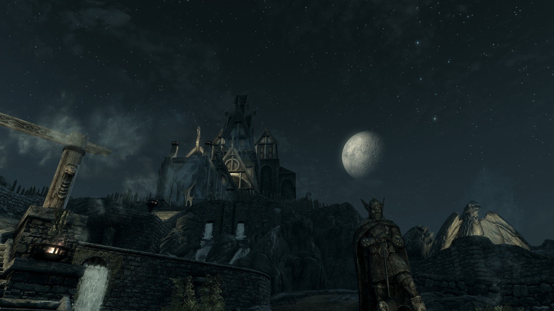 1920x1080 Star lit night over Whiterun image Scrolls V: Skyrim