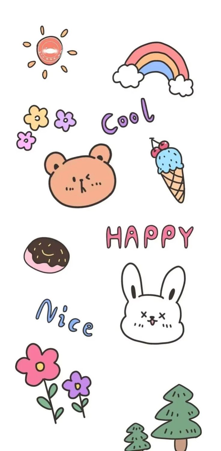 736x1502 Cute Stickers for Your Phone Wallpaper. Cute & simple doodle print, Cute doodle stickers printable