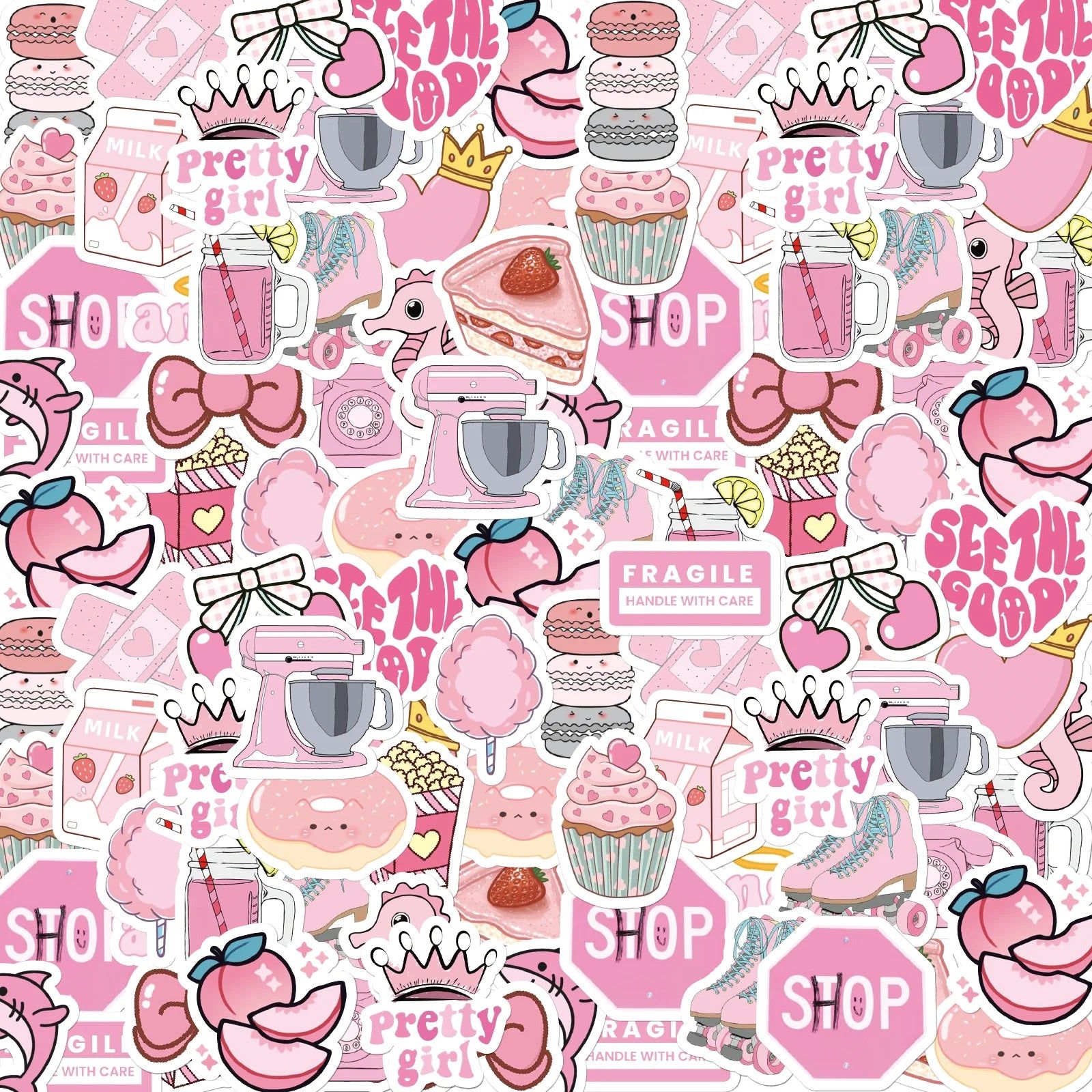1600x1600 Aesthetic Pink Paper Stickers