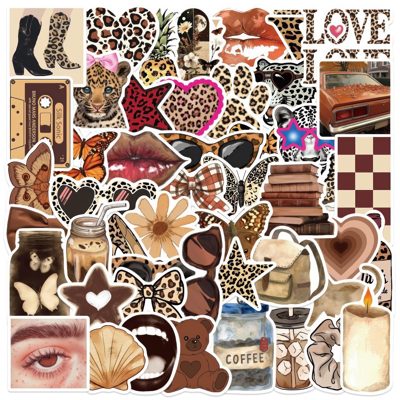 1600x1600 50Pcs Y2K Aesthetic Stickers Pack Downtown Girl Stickers for Water Bottles, Laptops, Journals, Phones, Hydro Flasks Vinyl Stickers for Adults & Teens : Toys & Games