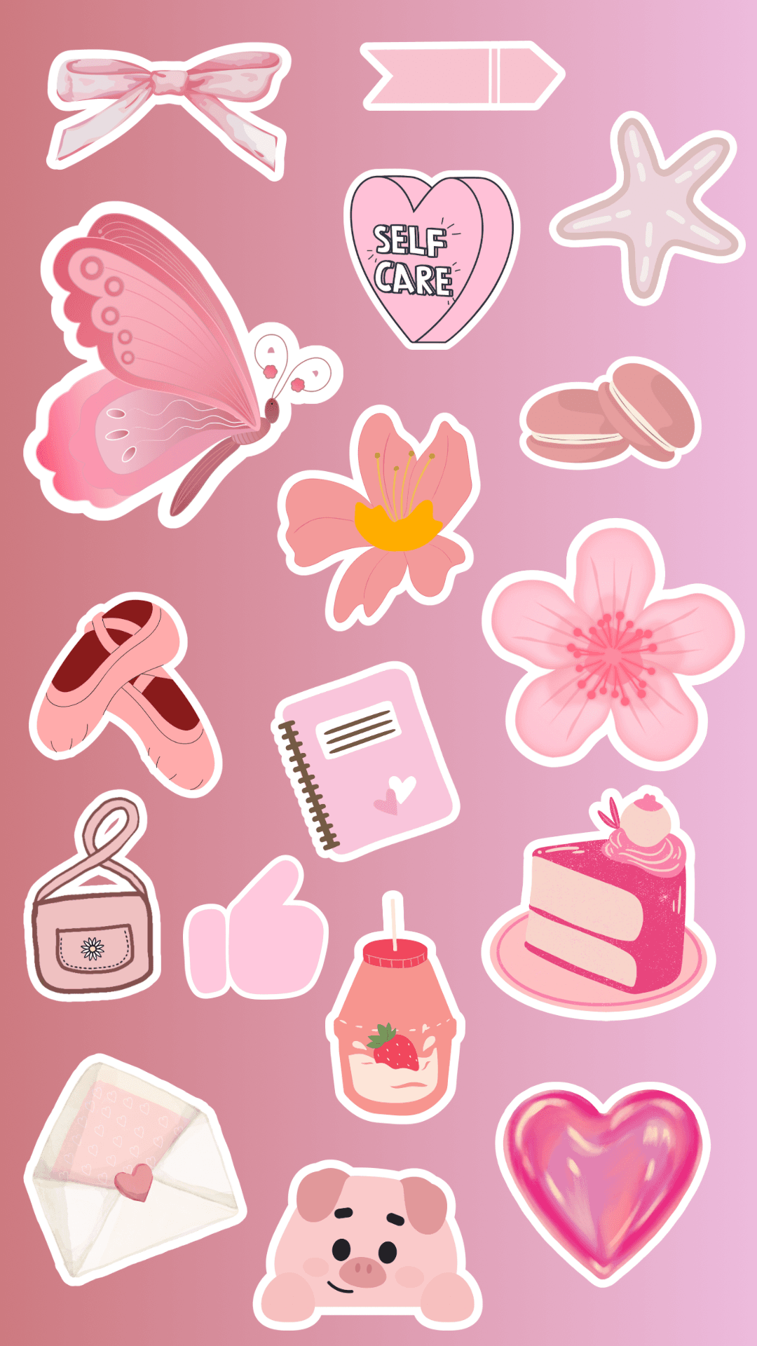 1080x1920 Adorable Cute Pink Stickers