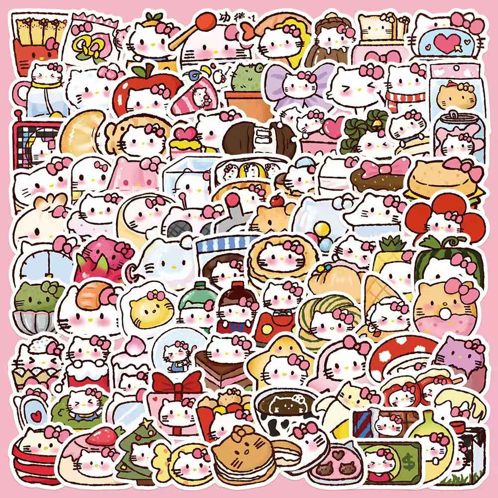 1000x1000 Cute Hello Kitty 90 Piece Sticker Pack. Kawaii Characters, DIY Crafting, Journal, Laptop, Water Bottle, Scrapbooking, Reusable, Waterproof PVC