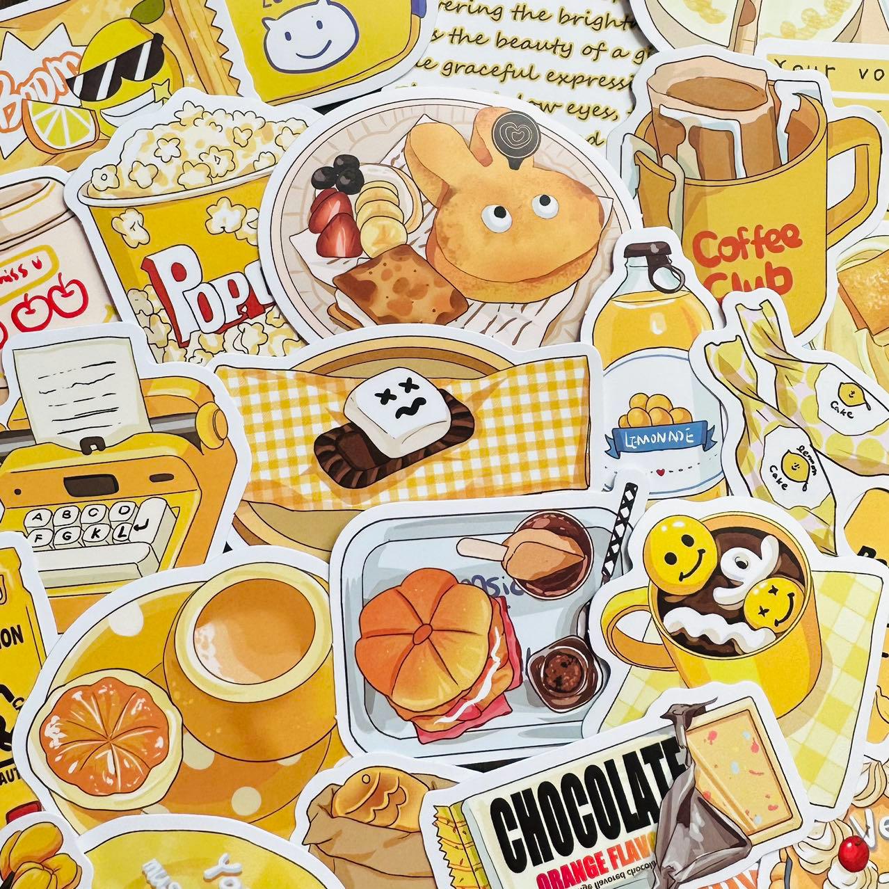 1278x1278 Pinterest Aesthetic Stickers, Yellow Coquette Sticker Pack, Yellow Aesthetic Kindle, Planner, Laptop, Waterproof Sticker Set