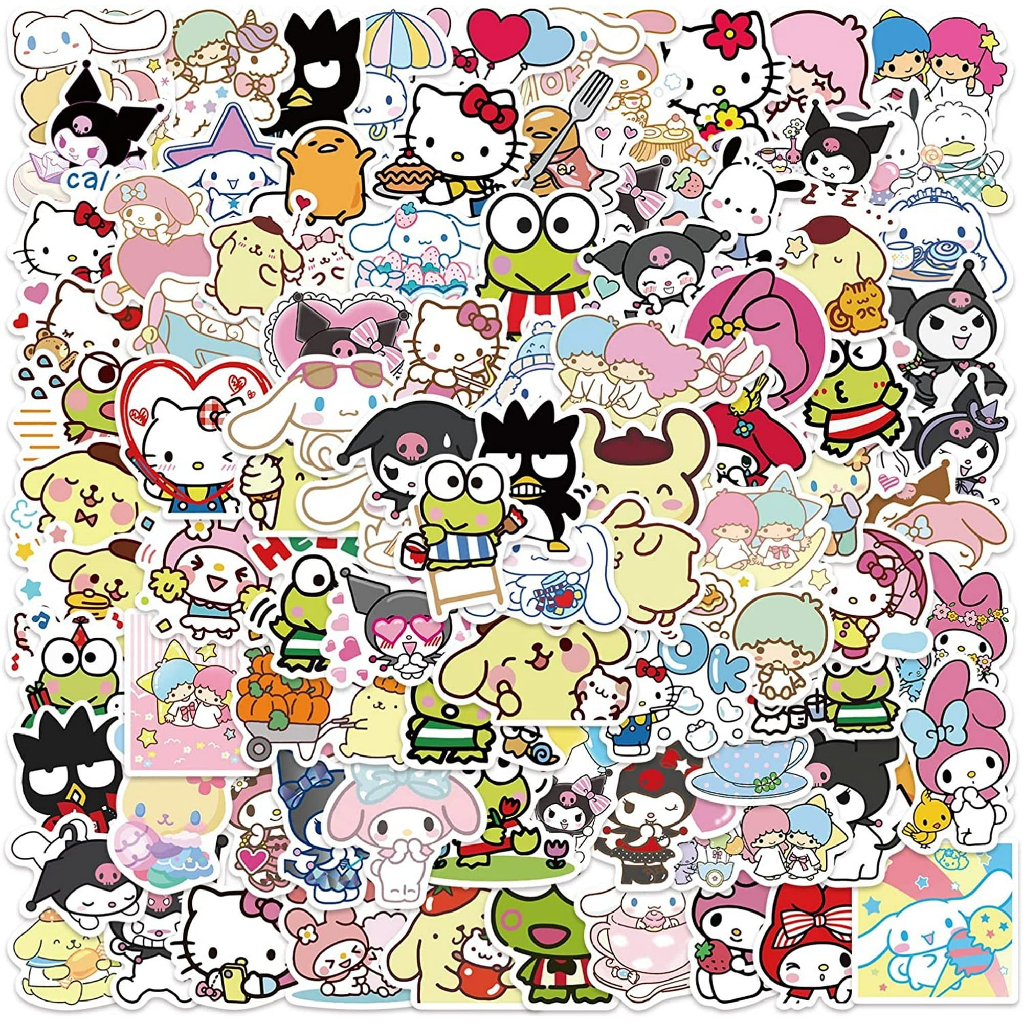 2000x2000 100Pcs Cute Stickers Pack Hello Kittty Stickers Mymelody&Kuromi Stickers Cinnamoroll Pompompurin Keroppi Pochaco Stickers Decals Assorteds Kawaii Sticker Gifts for Kids Teens Girls Adults