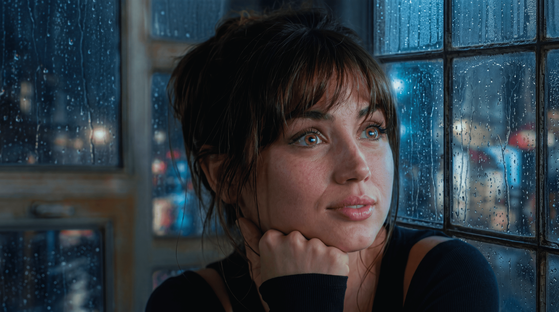 1920x1072 Blade Runner 2049 / Ana De Armas Raining Window 4k Wallpaper