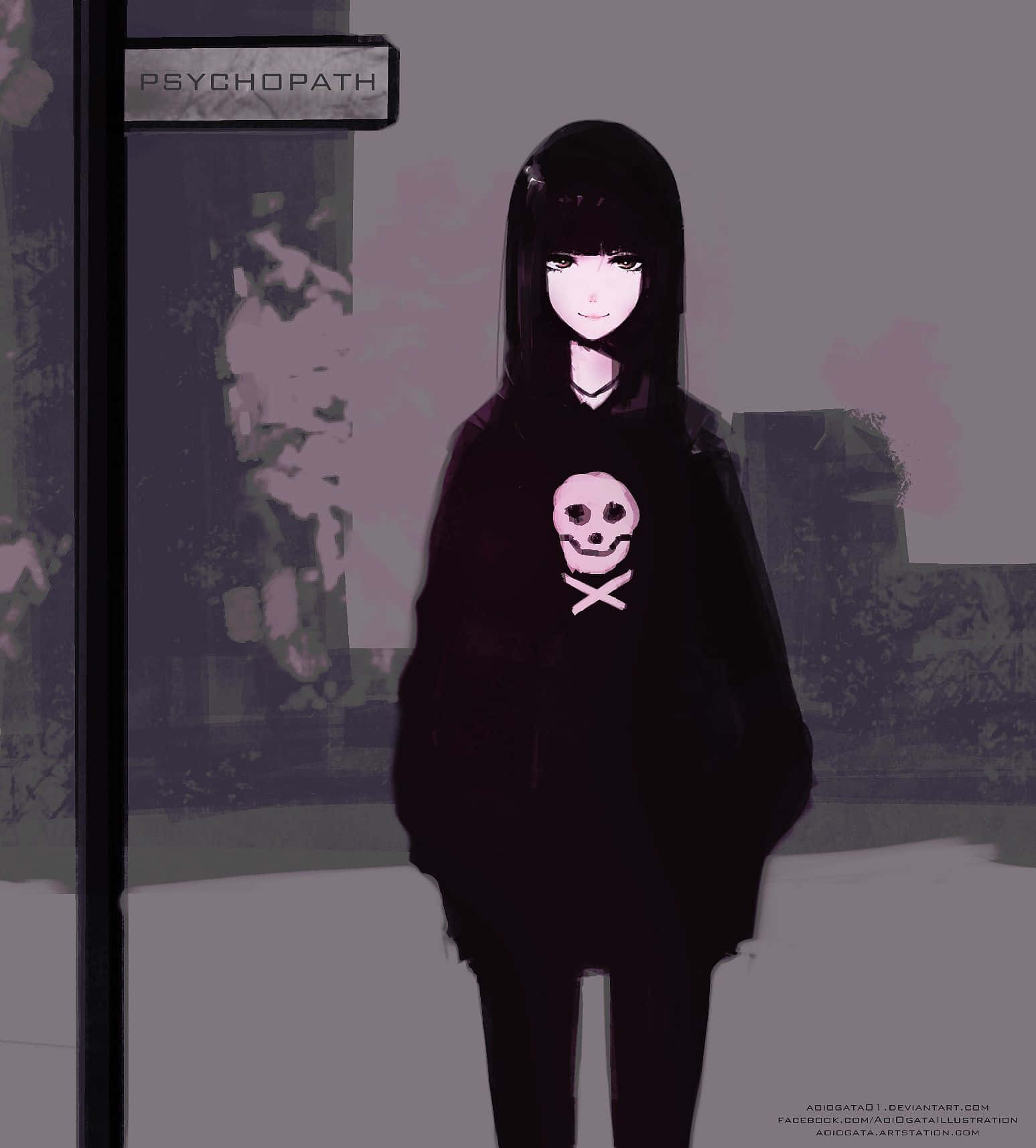 1547x1714 Download free A Dark And Mysterious Psycho Anime Girl Wallpaper