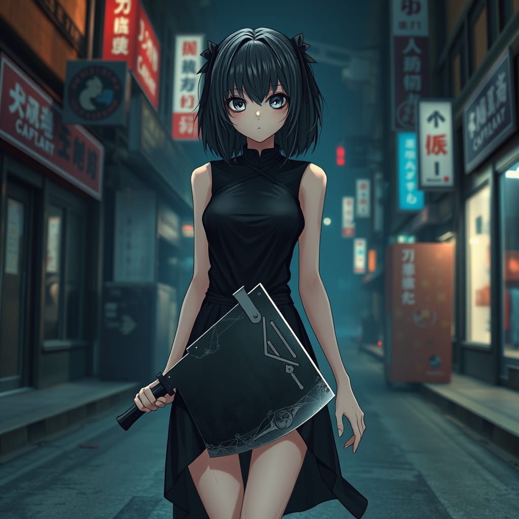 1024x1024 sweet but psycho. Anime Psychopath Girl Strolls Throu