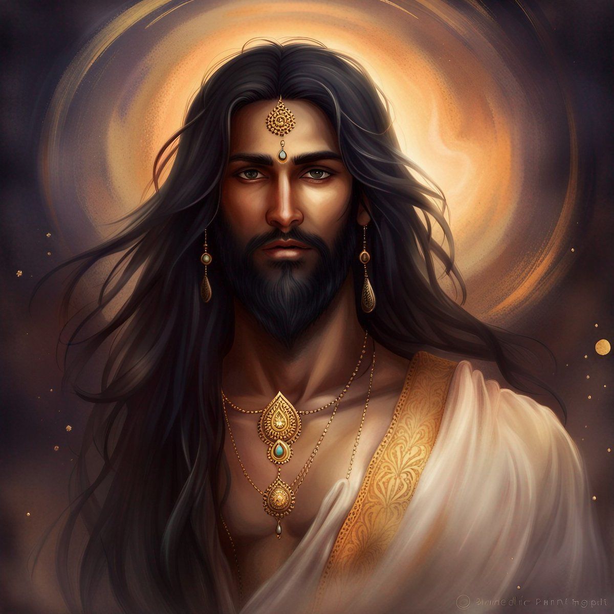 1200x1200 Just Recollected The Features Of Krishna Vasudeva As Described By Vyasa In Mahabharata. Dark Complexion, No Crown, Bearded, And Incredibly Handsome. Here's An AI Generated Image That Captures His Essence. #Krishna #Mahabharata #DivineBeauty