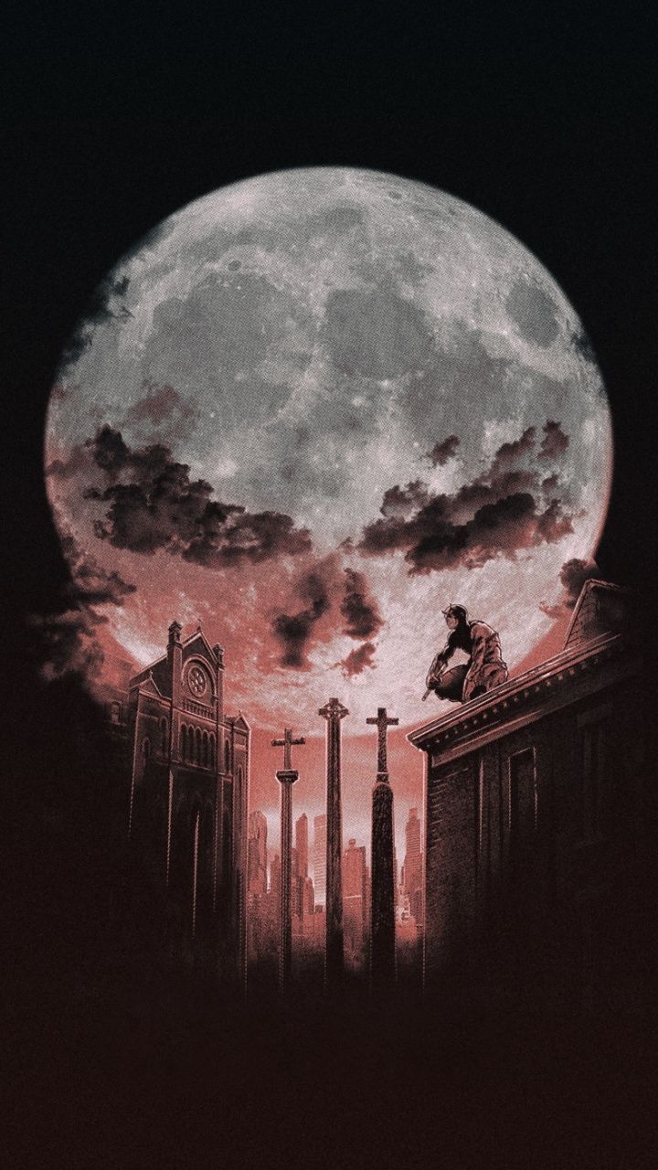 720x1280 Punisher and daredevil, moon, minimal, art, 720x1280 wallpaper