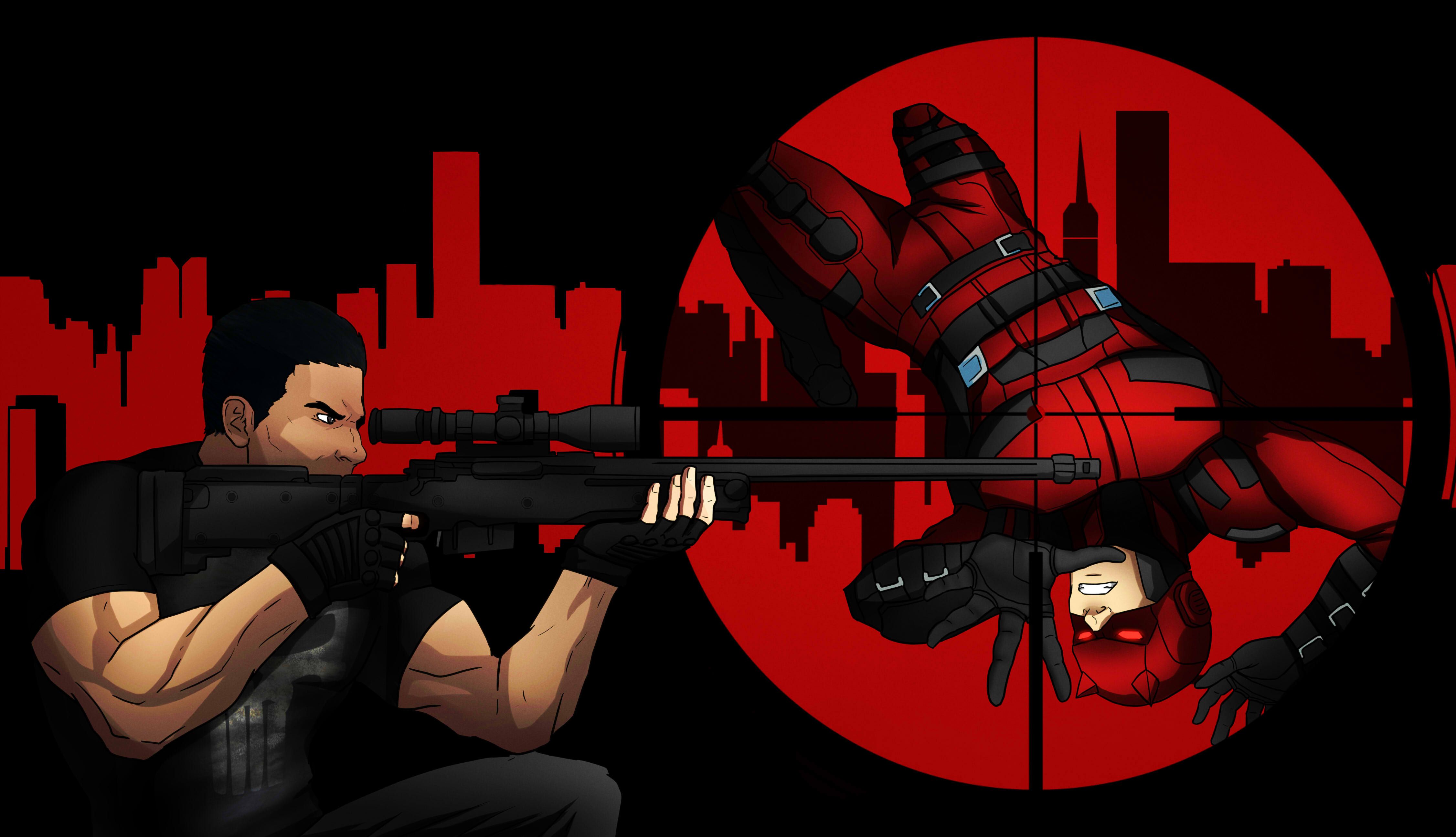 4505x2591 Wallpaper Punisher, the Punisher, Daredevil, Marvel Comics, Daredevil, Matt Murdock, Frank Castle for mobile and desktop, section фантастика, resolution 4505x2591