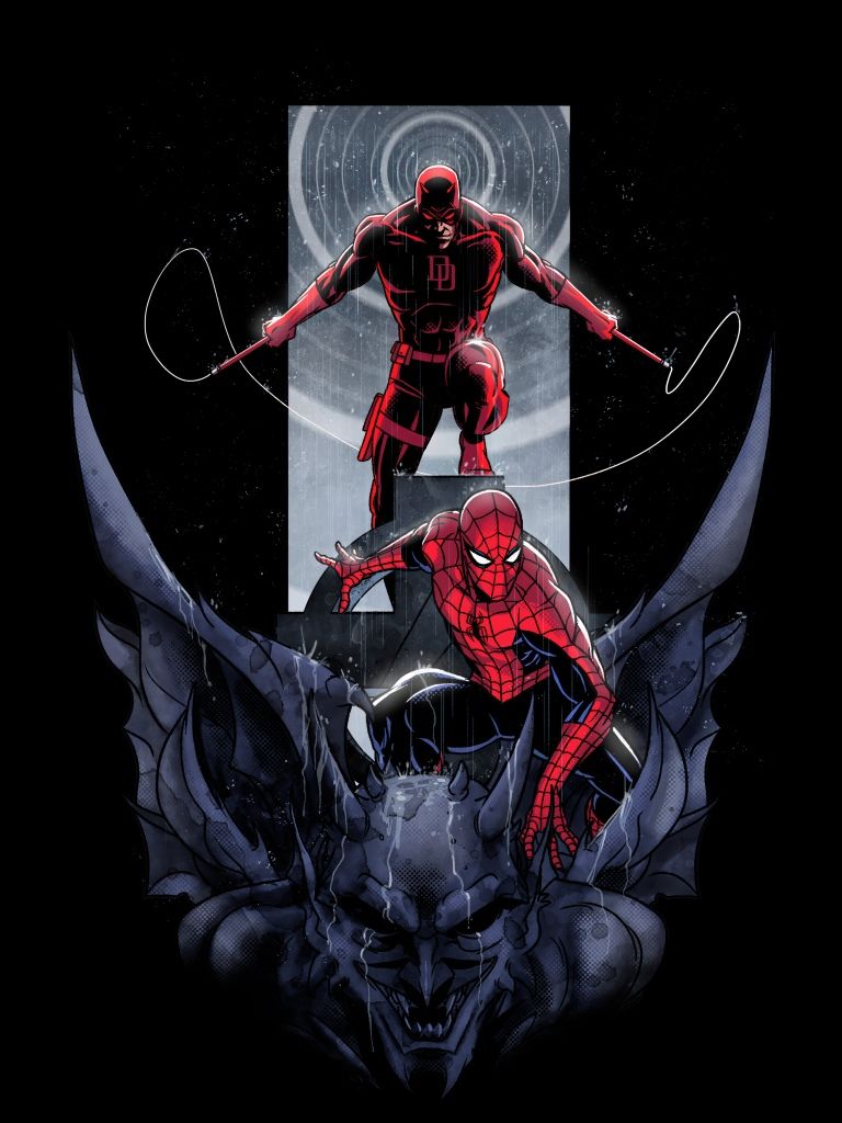 768x1024 Daredevil Wallpaper 4K, Spider Man, Fan Art, Gargoyle