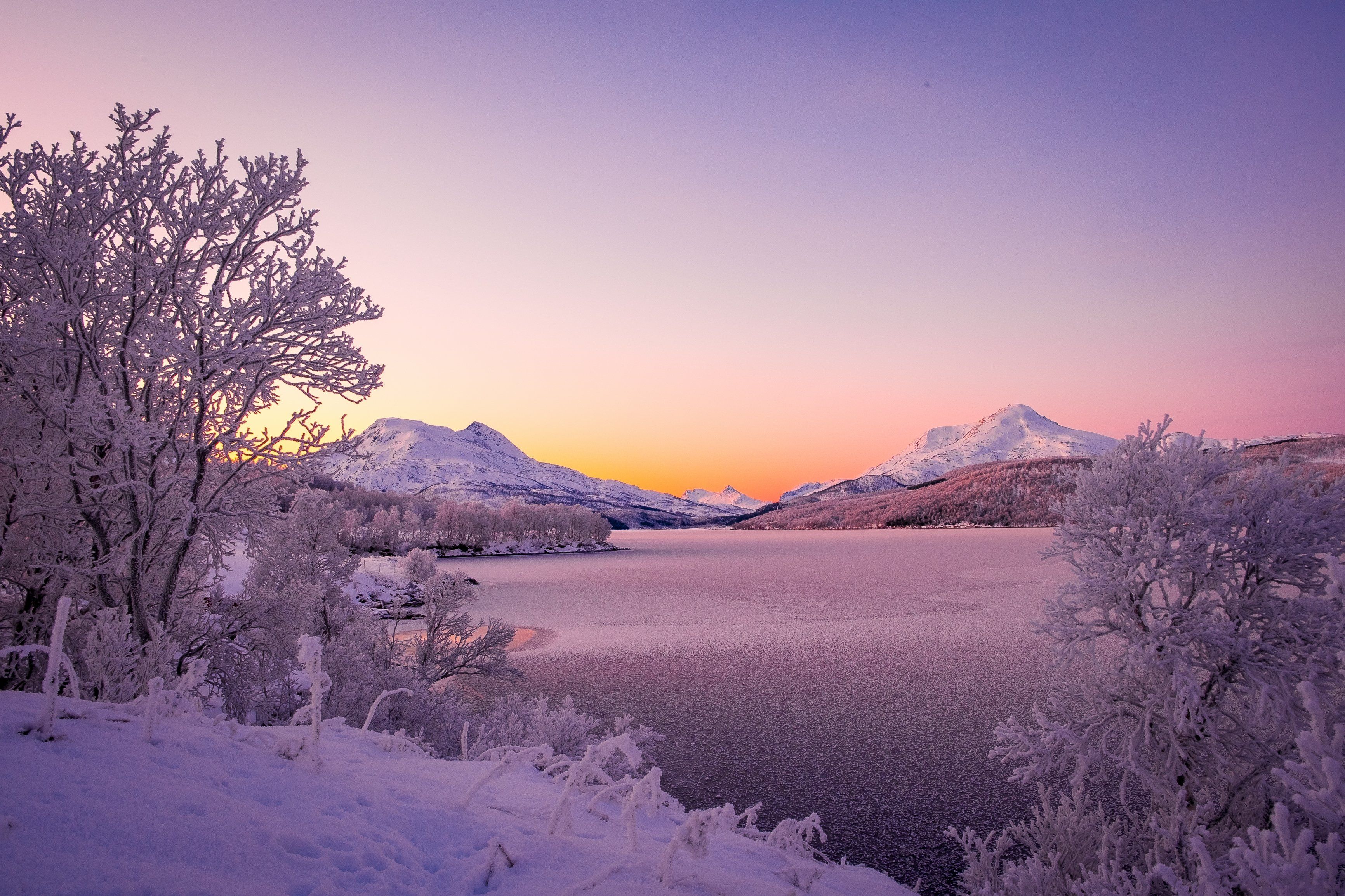 3464x2309 norway, Lake, Winter, Mountains, Snow, Nature Wallpaper HD / Desktop and Mobile Background