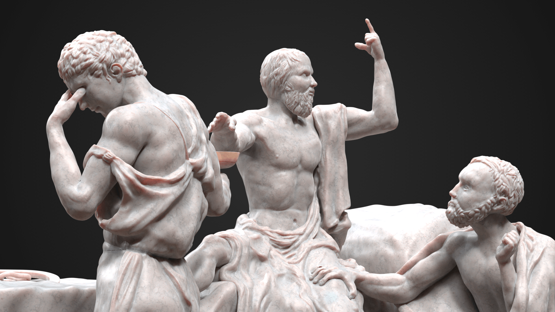 1920x1080 ✋ The Death of Socrates Sculpture 3D Print・ STL File for 3D printing・Cults