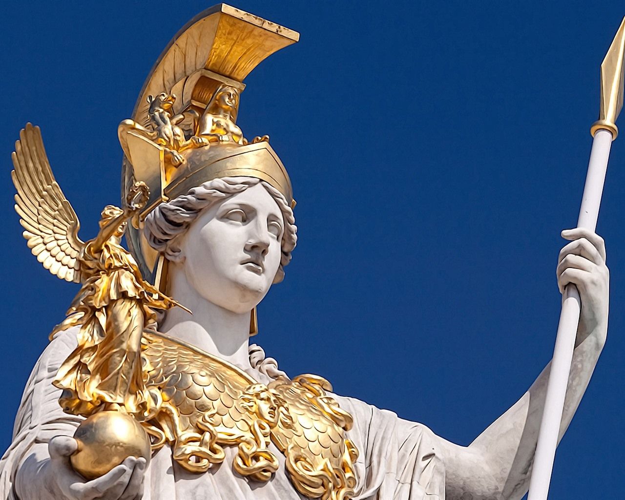 1280x1024 Wallpaper Pallas Athena, goddess statue, armor 1920x1080 Full HD 2K Picture, Image