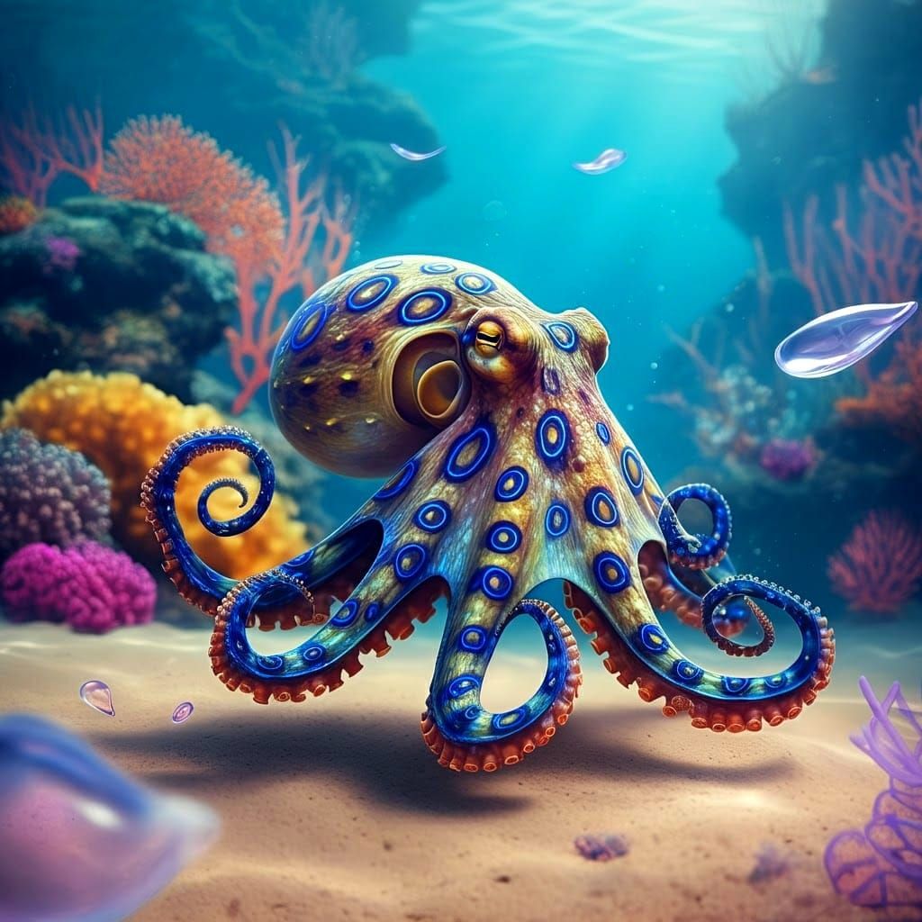 1024x1024 Blue Ringed Octopus Blue Ringed Octopus In Cora