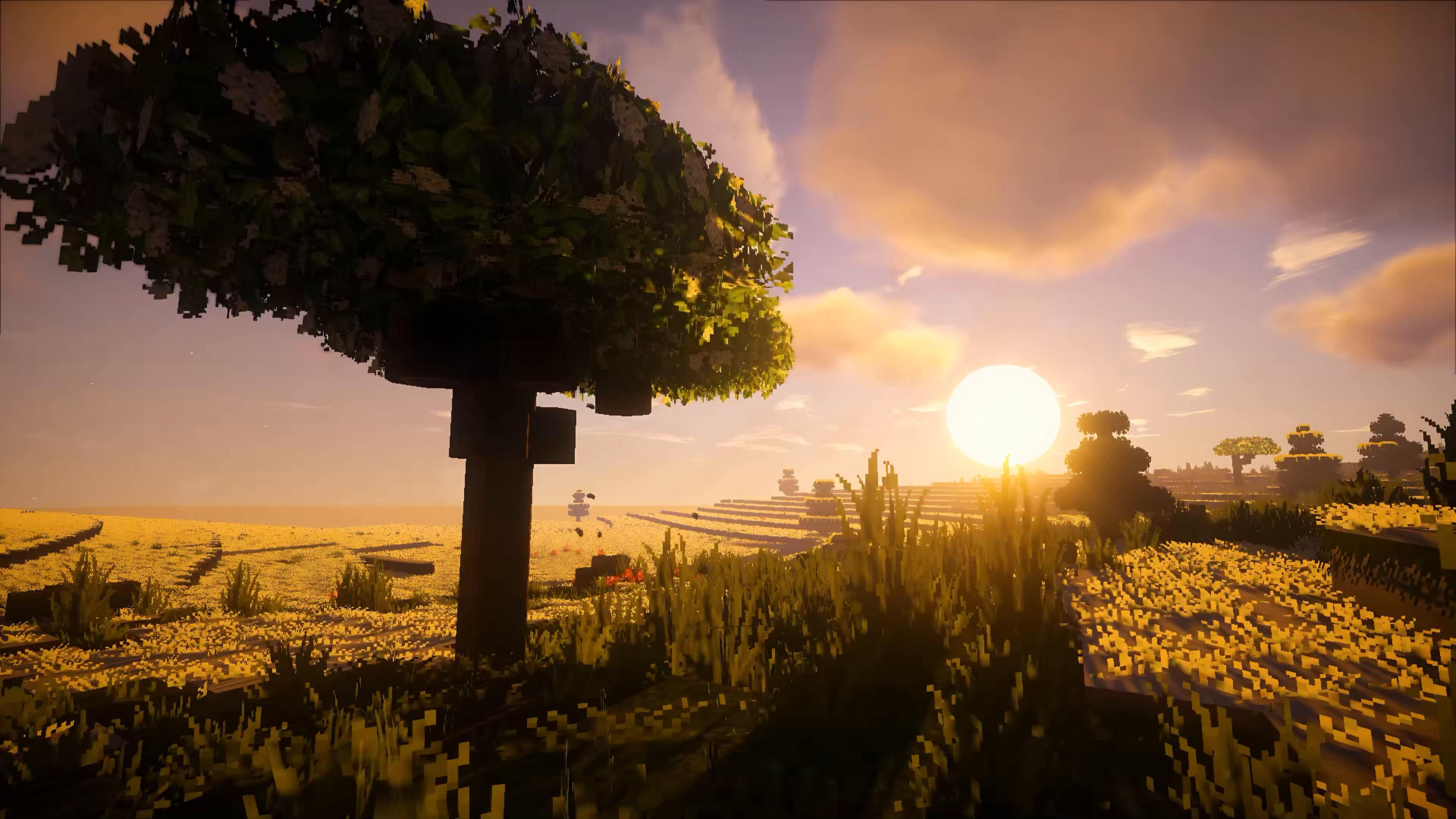 3840x2160 Minecraft Sunset Live Wallpaper